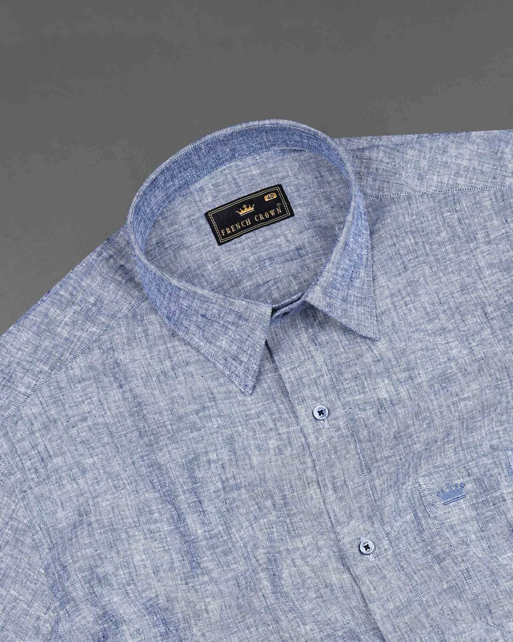 Bali Hai Blue Luxurious Linen Shirt sold by French Crown product image thumbnail 4