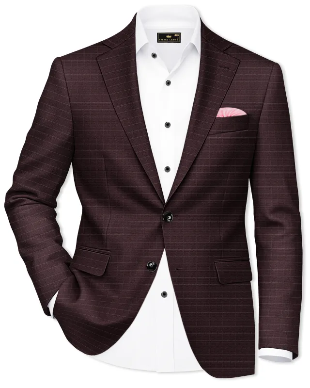 Aurethund-Thunder Brown Plaid Wool Rich Single Brested Blazer sold by French Crown