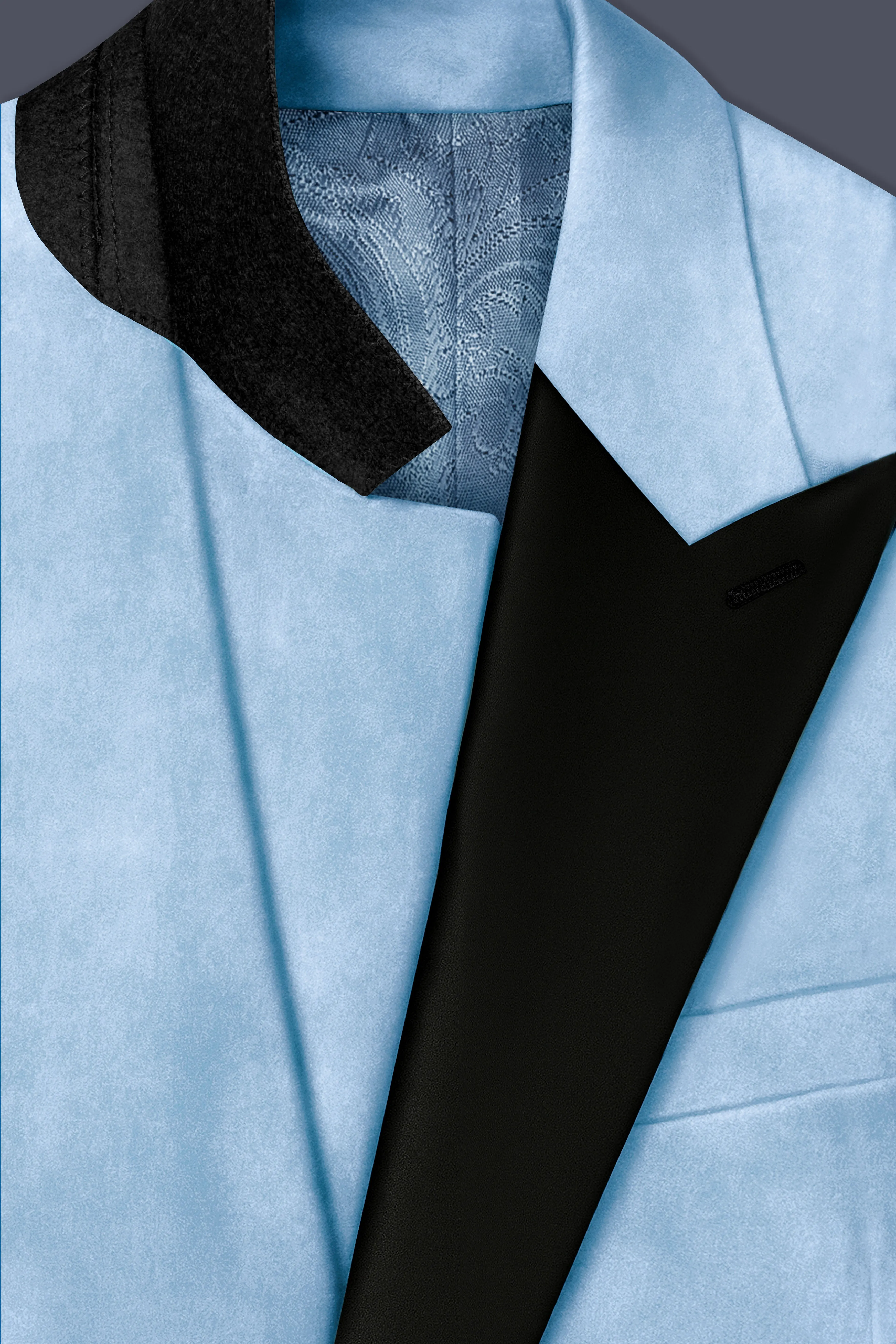 Velairis-Spindle Blue Velvet Peak Lapel Tuxedo Blazer sold by French Crown product image thumbnail 4