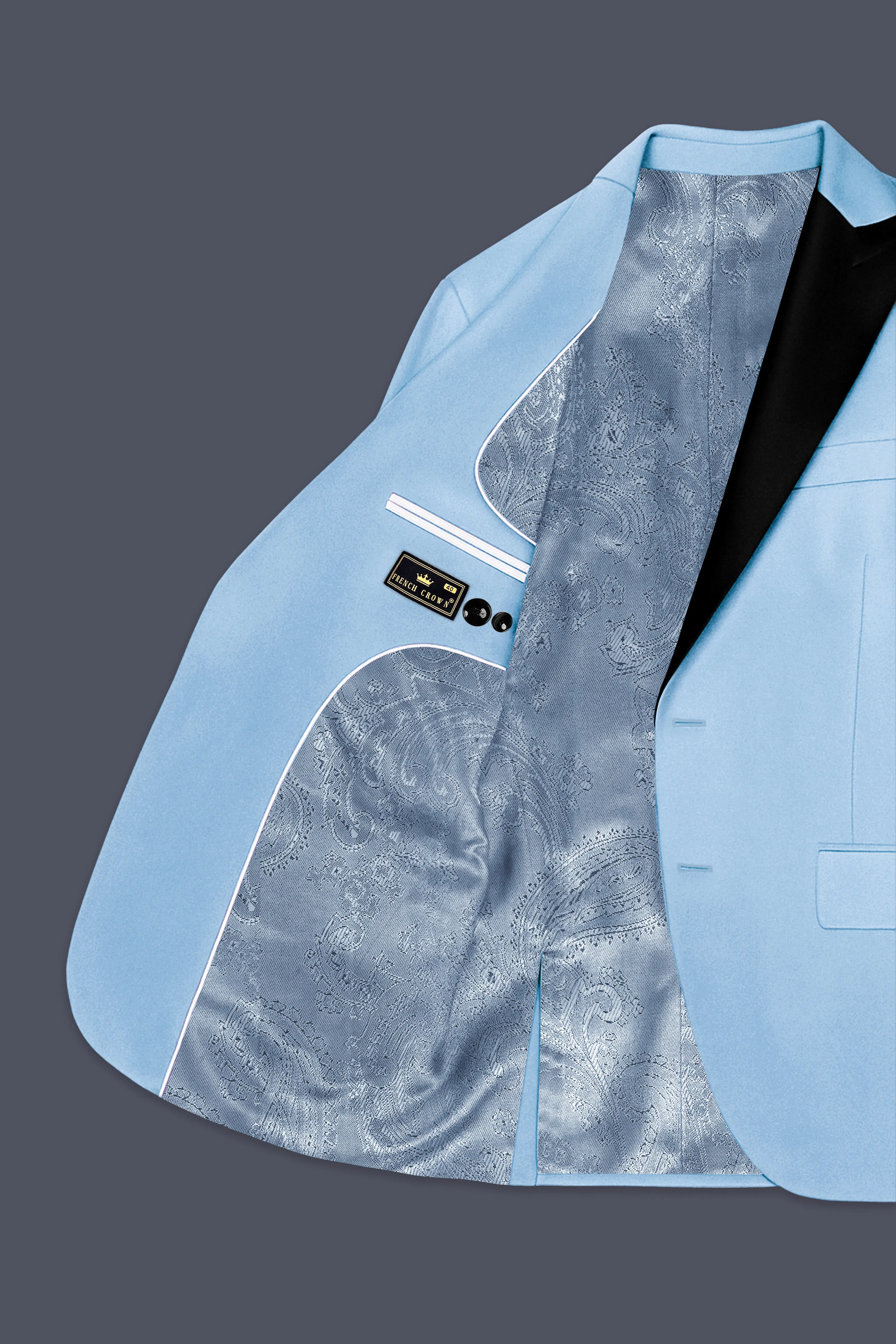 Velairis-Spindle Blue Velvet Peak Lapel Tuxedo Blazer sold by French Crown product image thumbnail 5