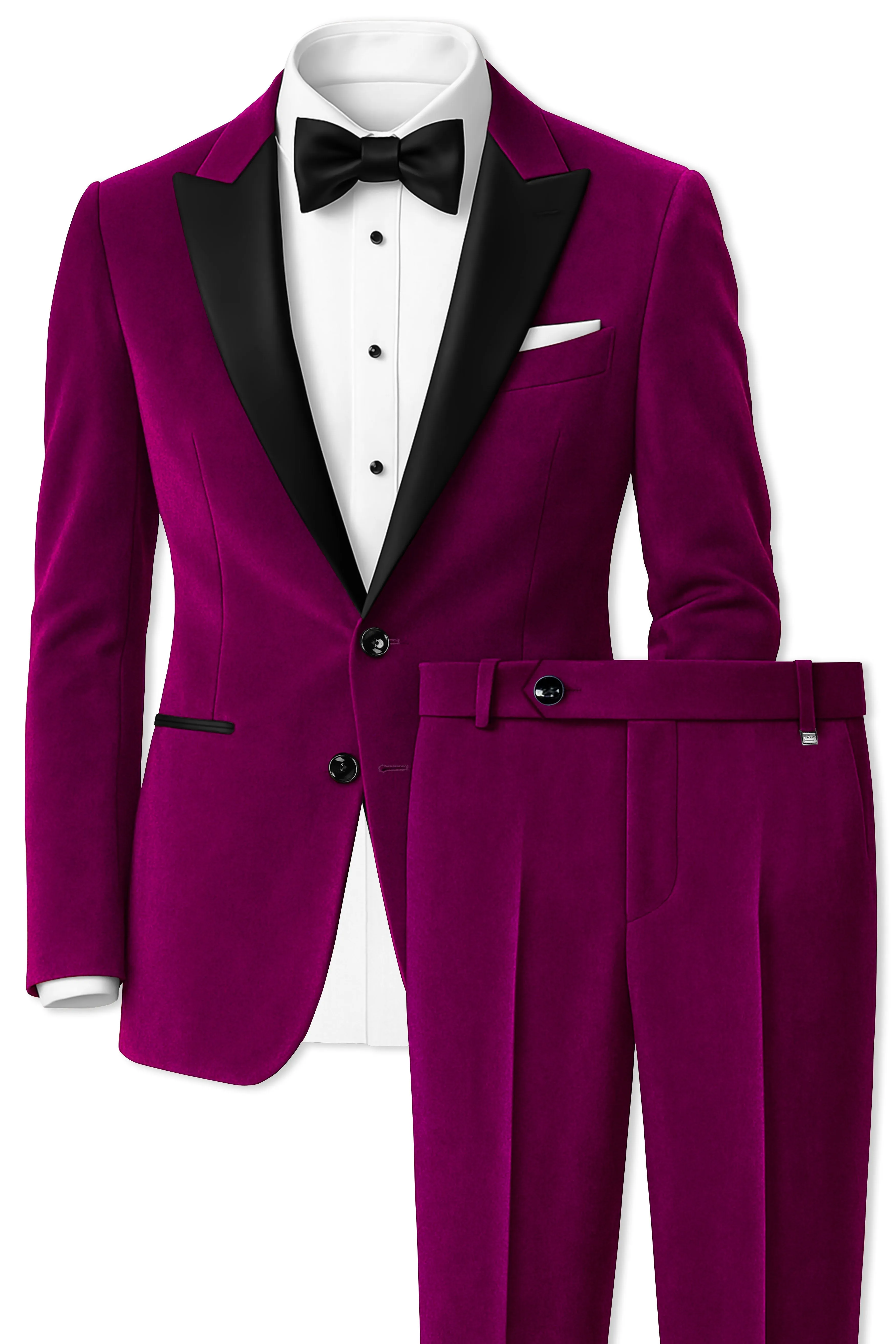 Velcrimora-Mulberry Purple Velvet Peak Lapel Tuxedo Suit sold by French Crown product image thumbnail 4