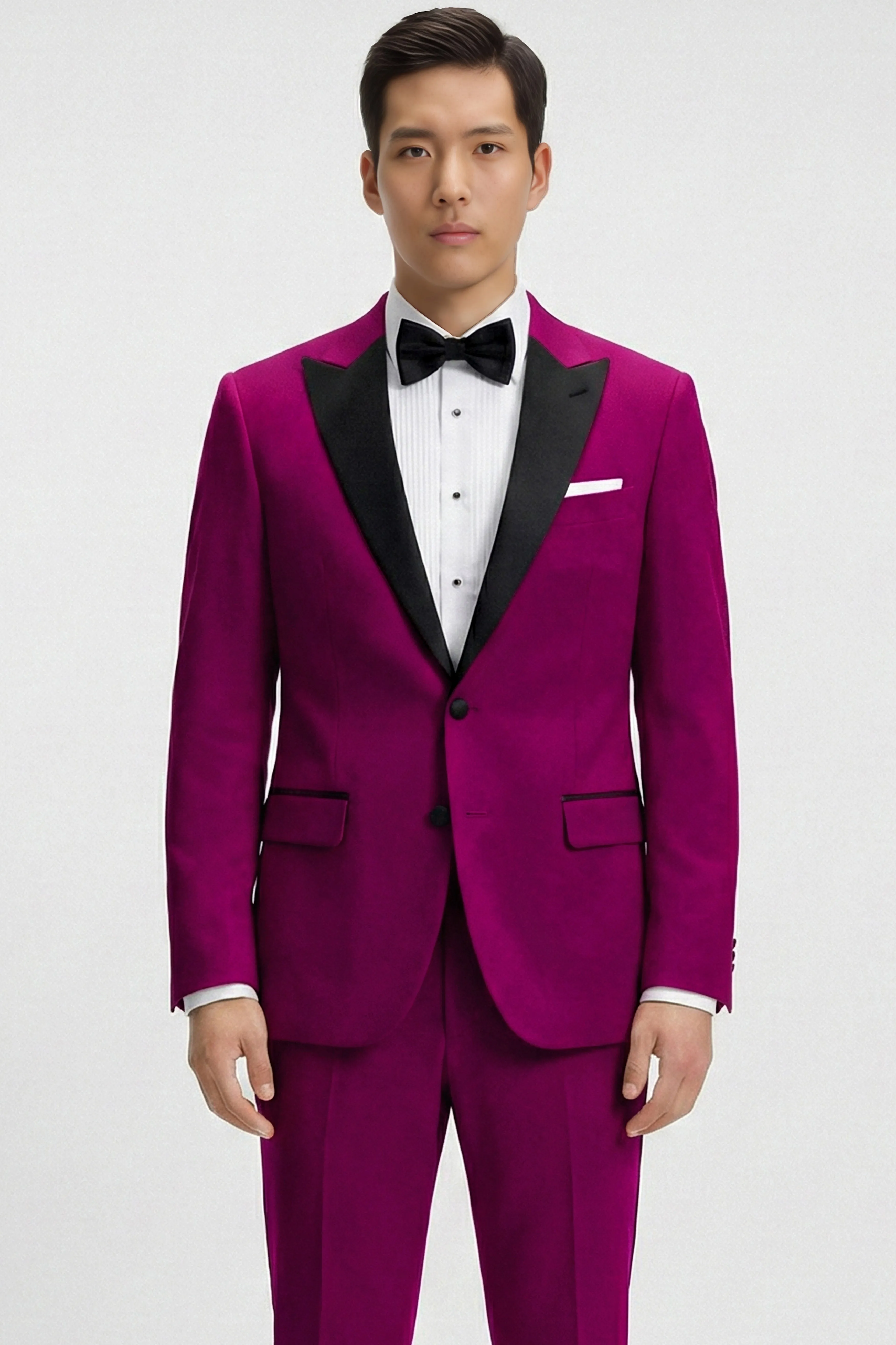 Velcrimora-Mulberry Purple Velvet Peak Lapel Tuxedo Suit sold by French Crown product image thumbnail 2