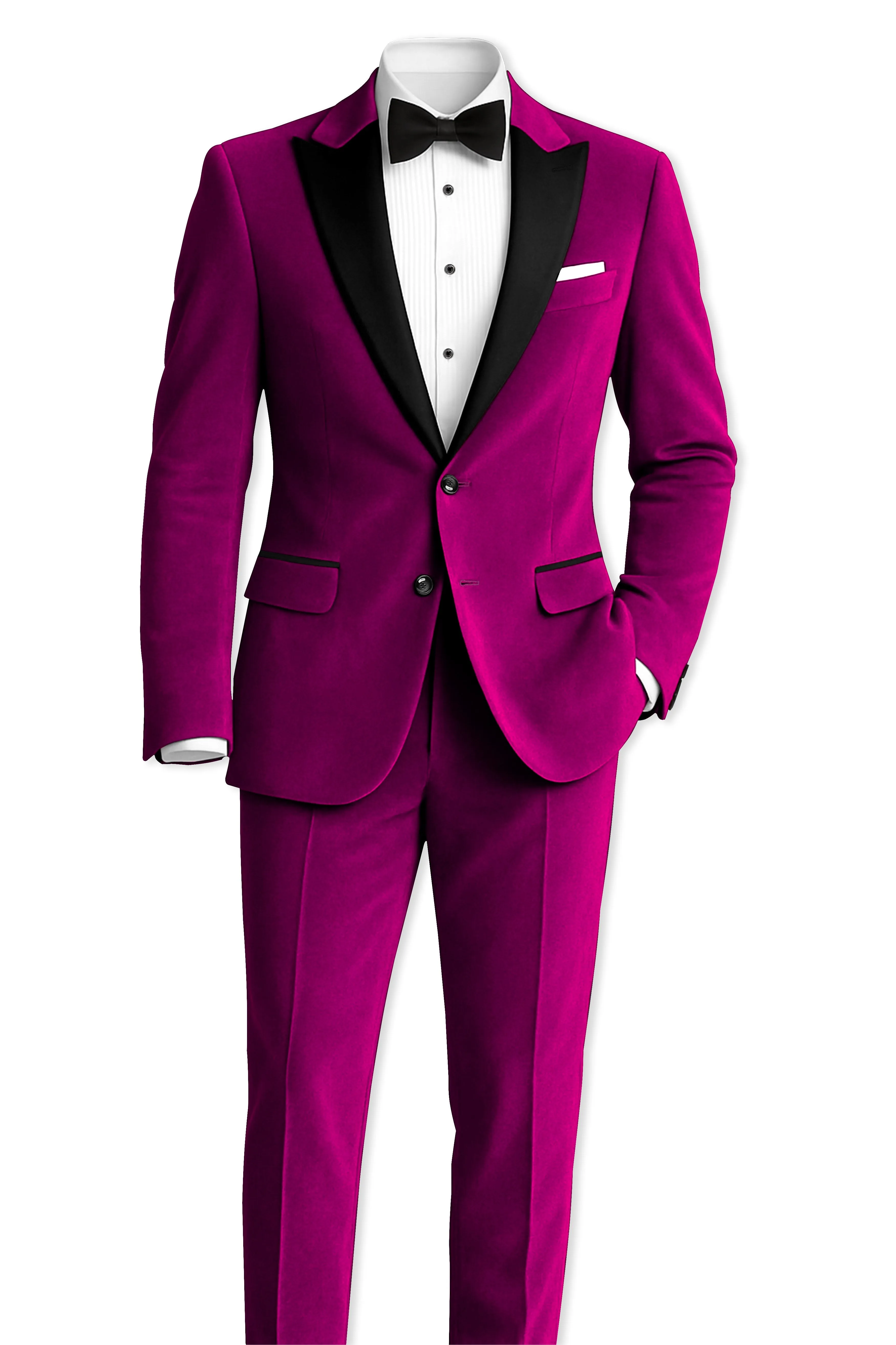 Velcrimora-Mulberry Purple Velvet Peak Lapel Tuxedo Suit sold by French Crown product image thumbnail 5