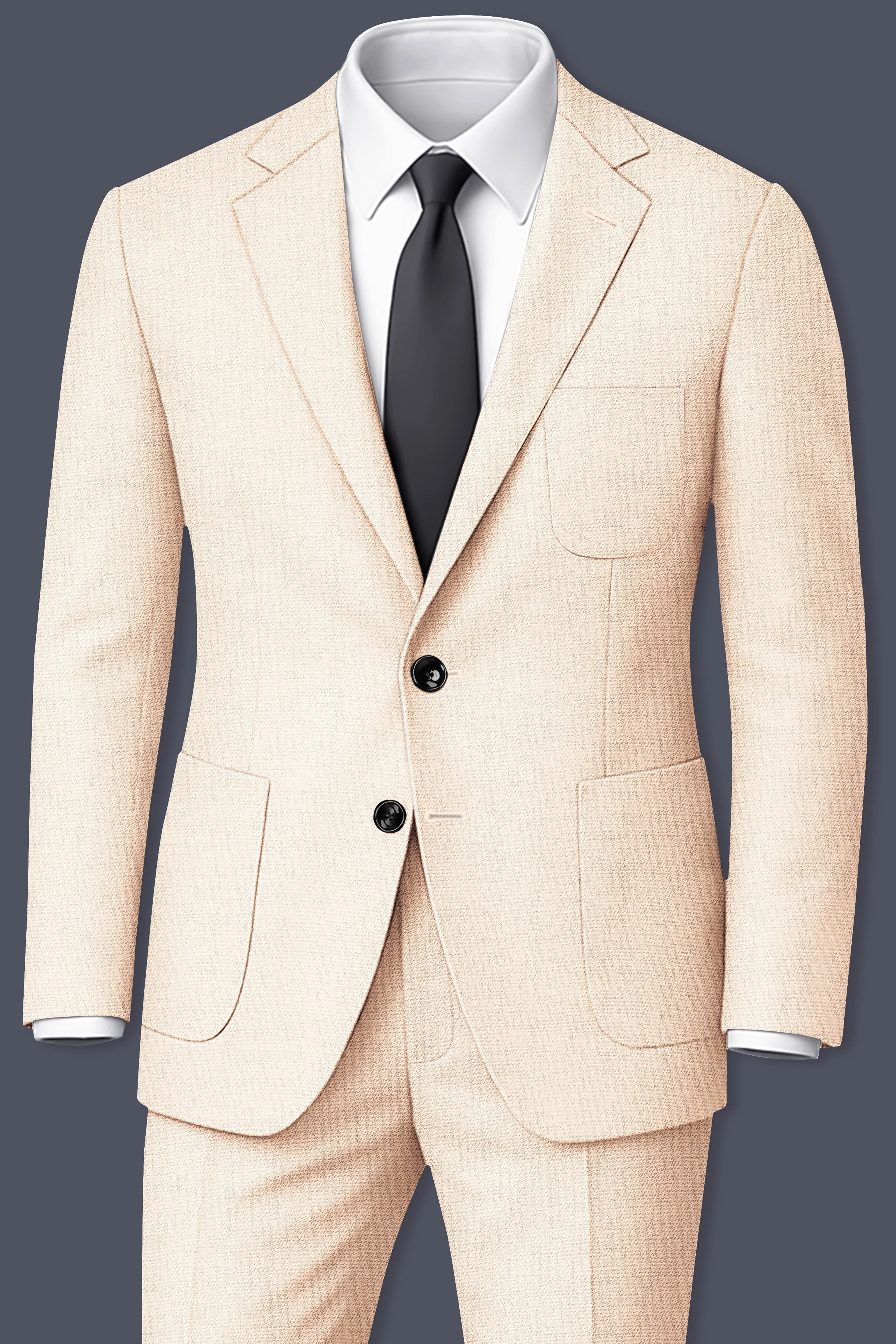Velour-Derby Cream Textured Tweed Single Breasted Sports Suit sold by French Crown product image thumbnail 4