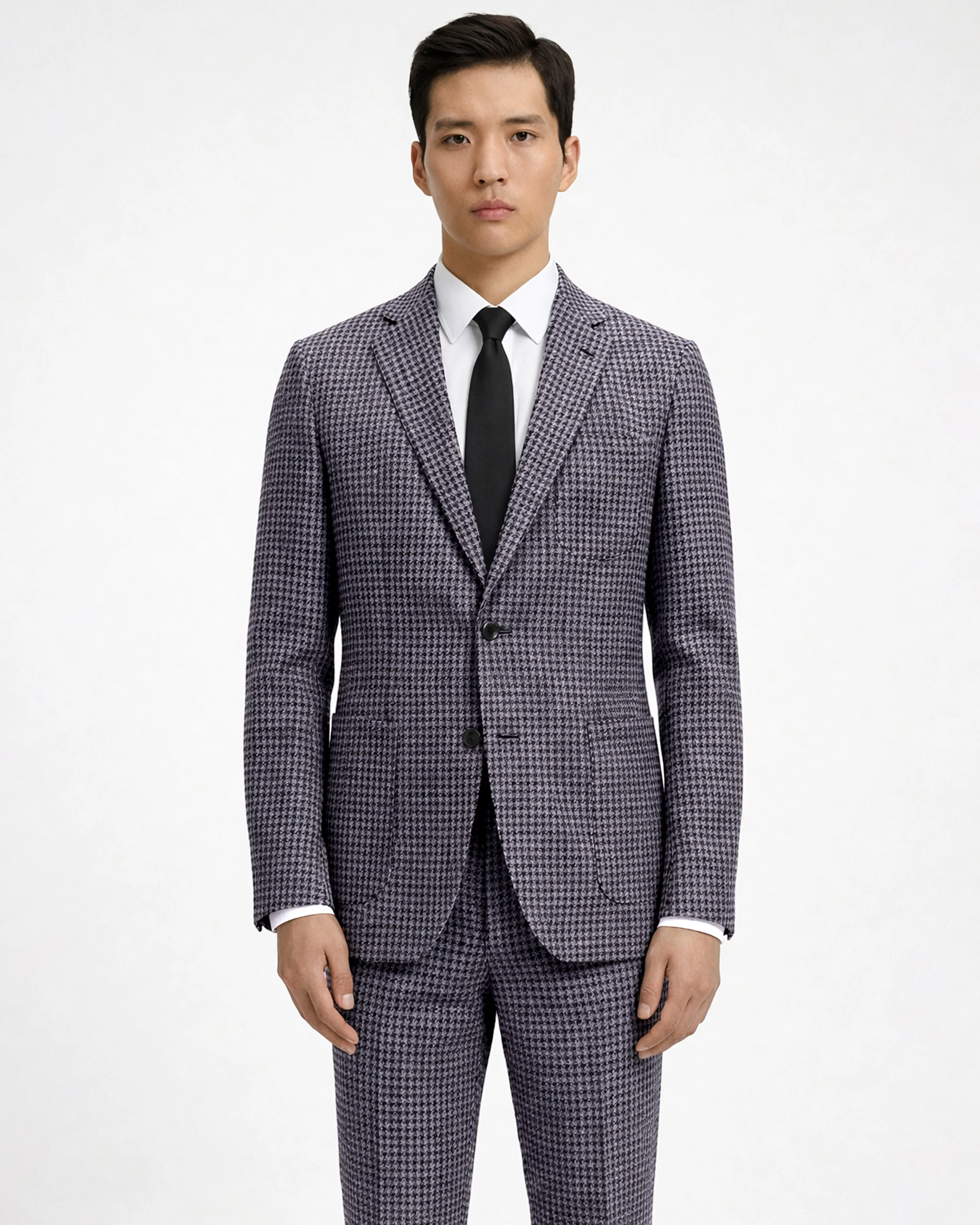 Zenith-Mirage Blue And venus Gray Gingham Plaid Tweed Single Breasted Sports Suit sold by French Crown