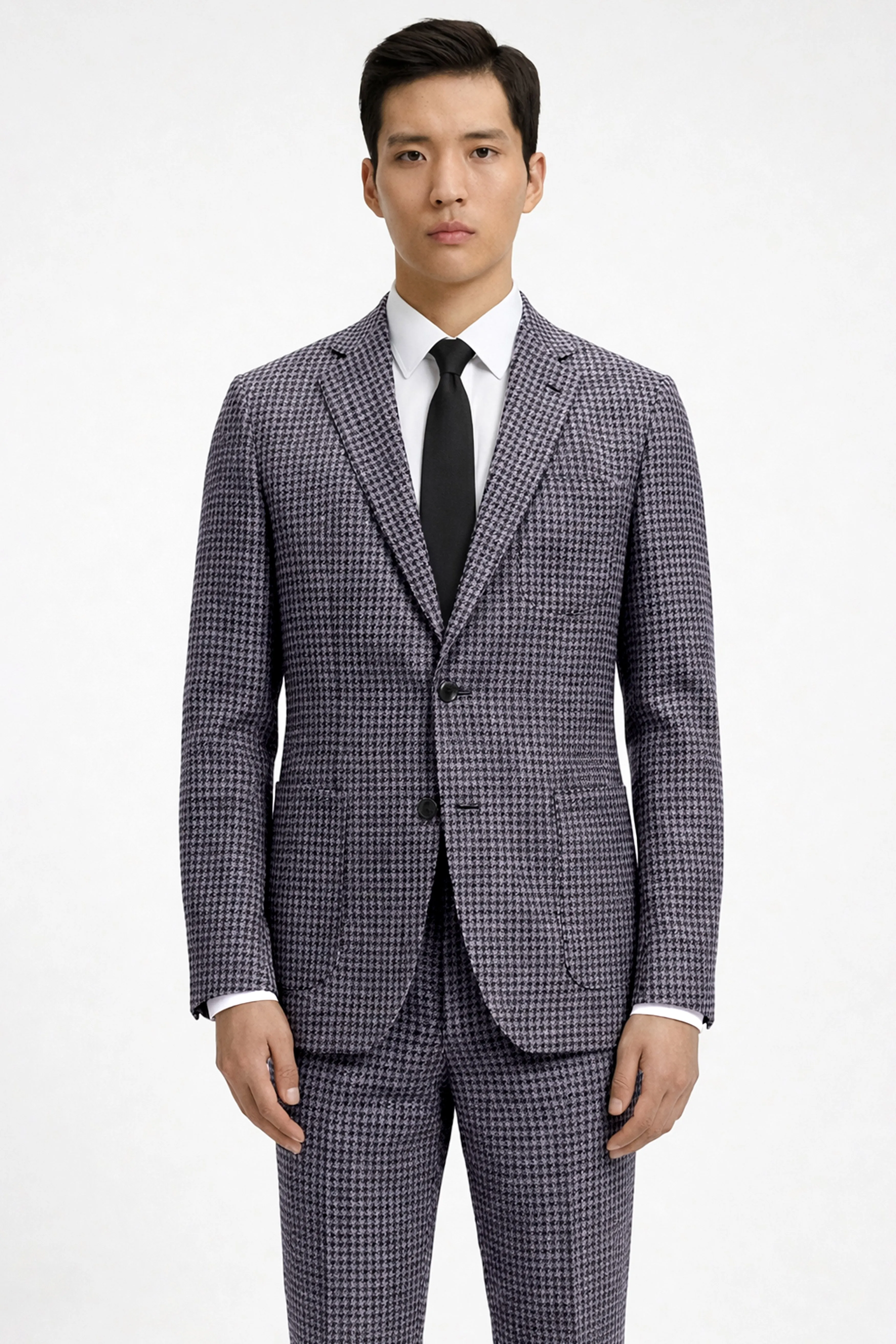 Zenith-Mirage Blue And venus Gray Gingham Plaid Tweed Single Breasted Sports Suit sold by French Crown product image thumbnail 2