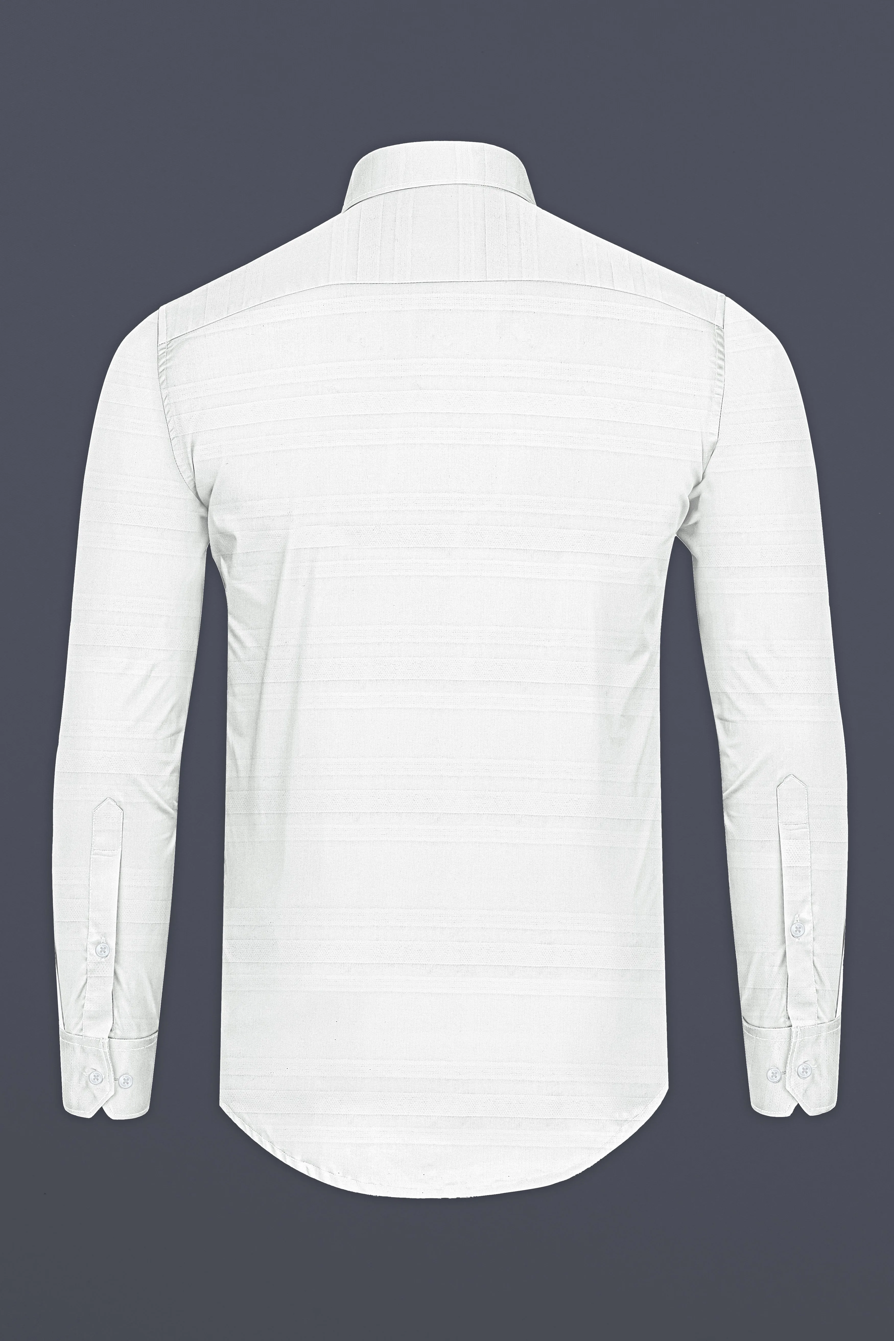 Bright White Dobby Striped Premium Giza Cotton Shirt sold by French Crown product image thumbnail 5