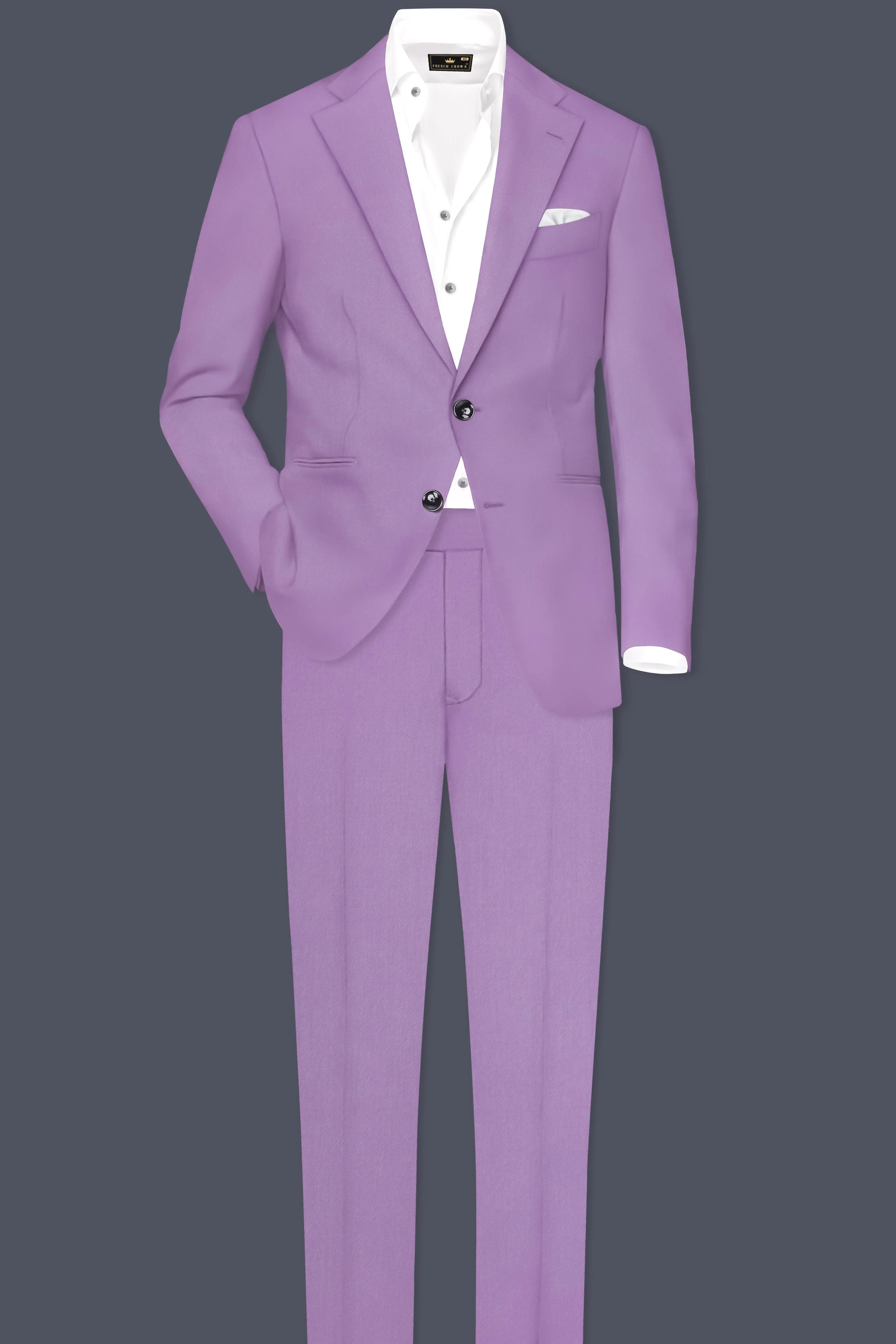 Roylen-Mountbatten Purple Wool Rich Single Breasted Slight Stretch Suit sold by French Crown product image thumbnail 5
