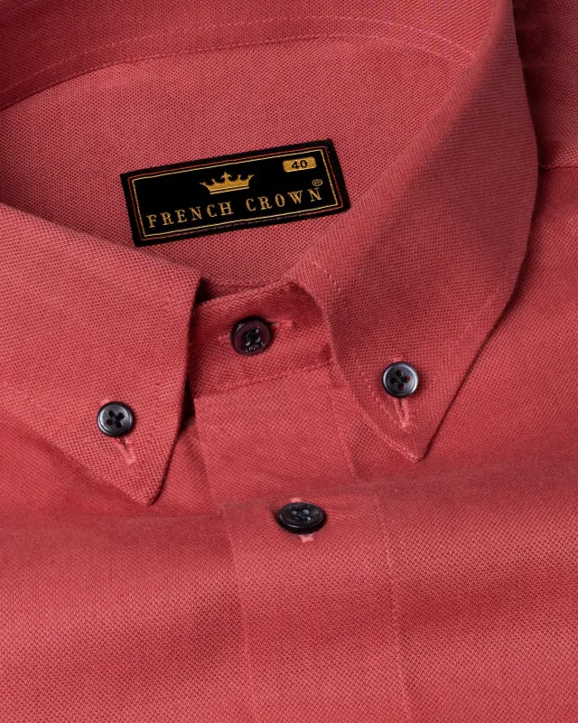 Chestnut Red Dobby Textured Premium Giza Cotton Shirt sold by French Crown