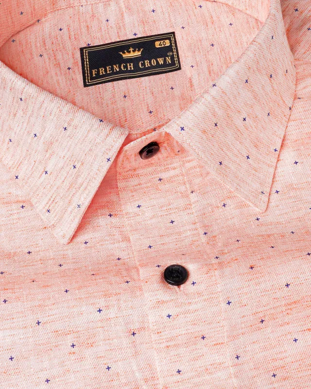 Pale Rose Peach with Gun Powder Blue Twill Premium Cotton Shirt sold by French Crown