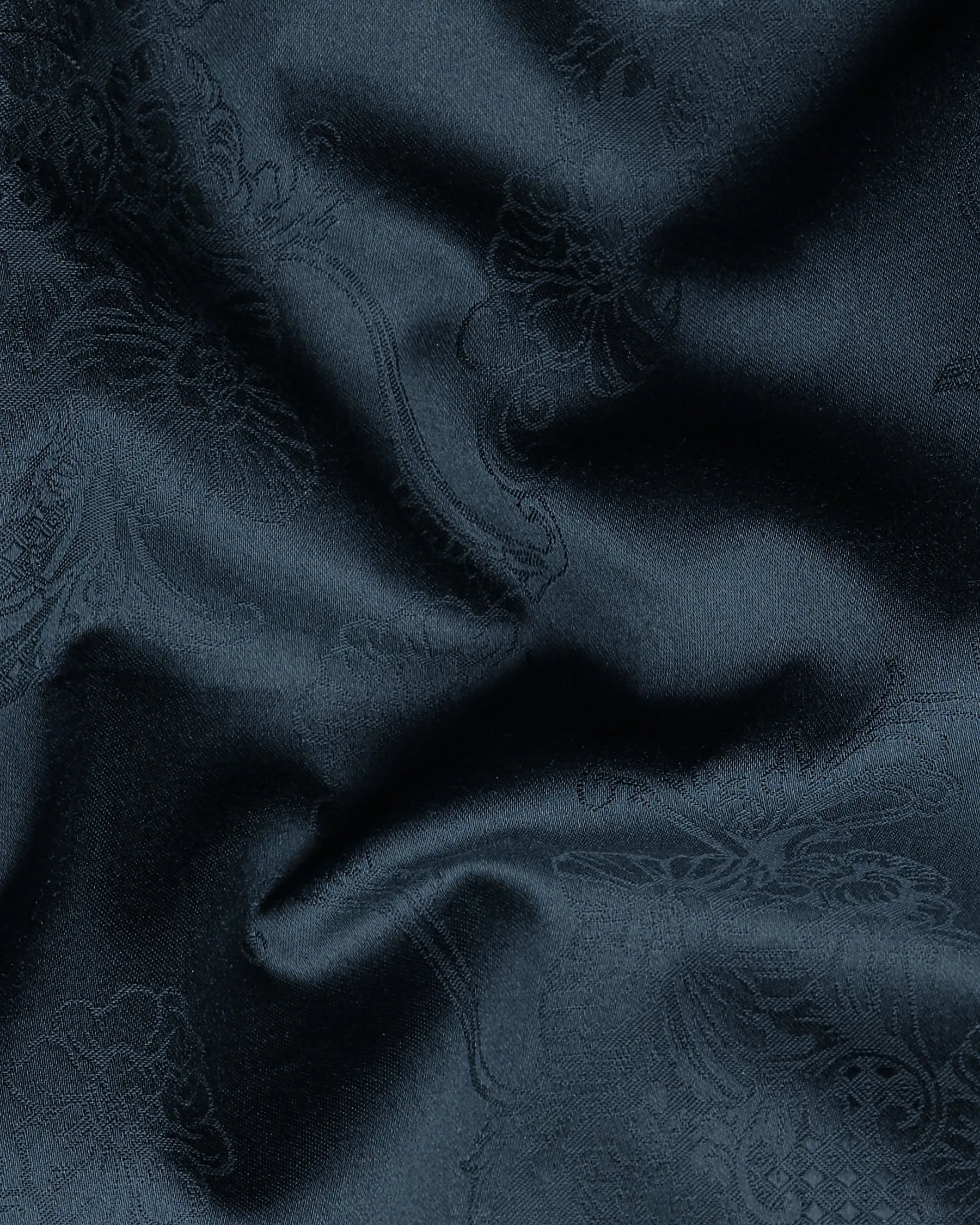 Blue Flowers and Diamonds Jacquard Textured Silky Giza Cotton Evening SHIRT sold by French Crown product image thumbnail 2