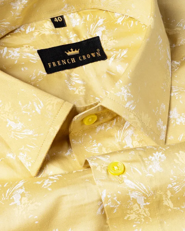 Chenin Brown Flowers Printed Premium Cotton shirt sold by French Crown