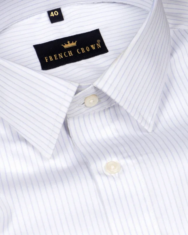 Bright White Dobby Striped Premium Giza Cotton Shirt sold by French Crown