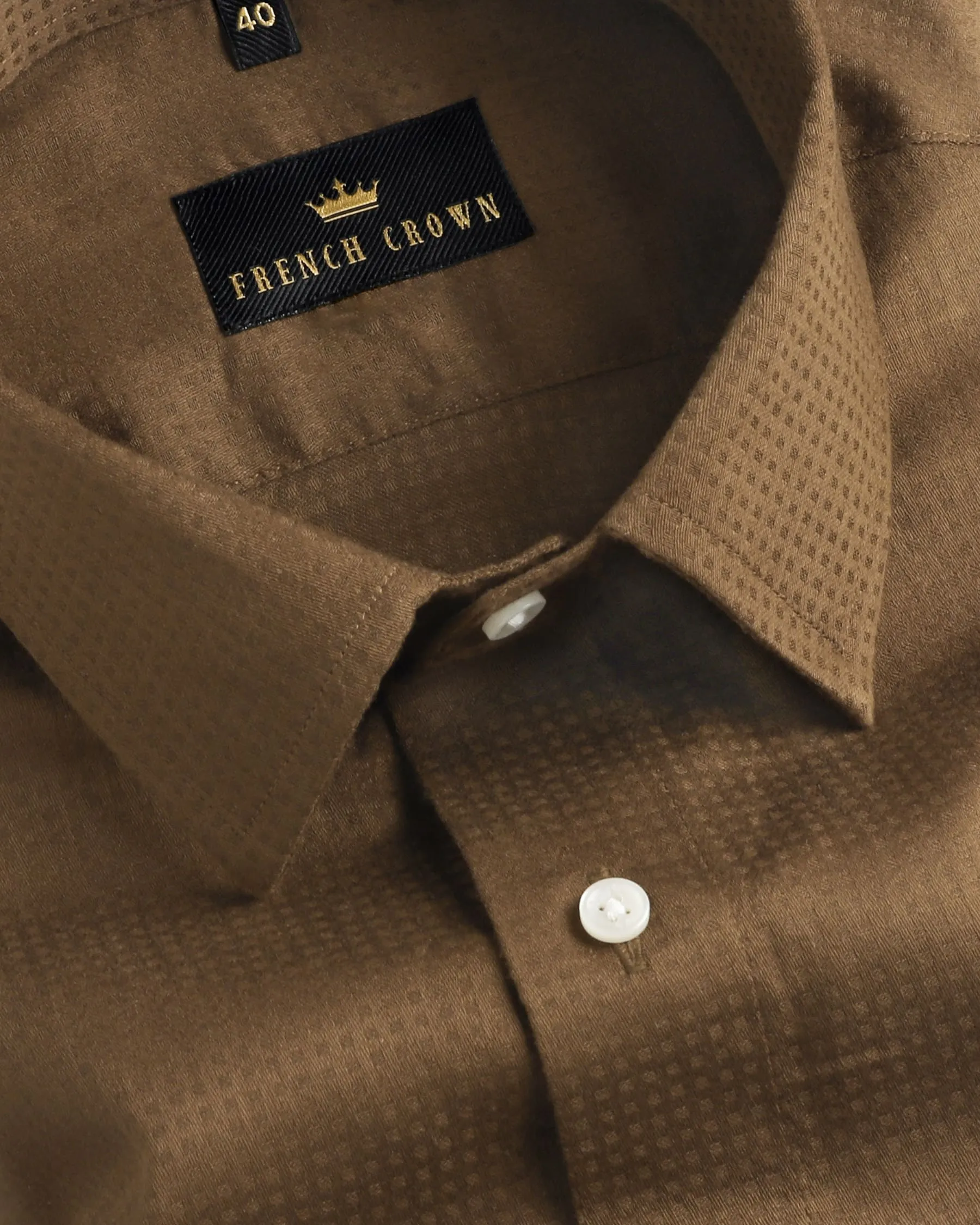 Gingerbread Square Dobby Patterned Giza Cotton sold by French Crown