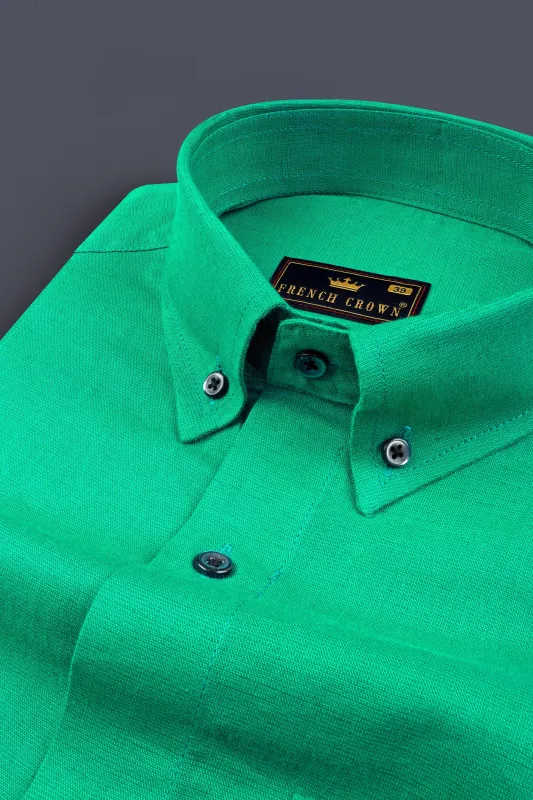 Jade Green Luxurious Linen Shirt sold by French Crown