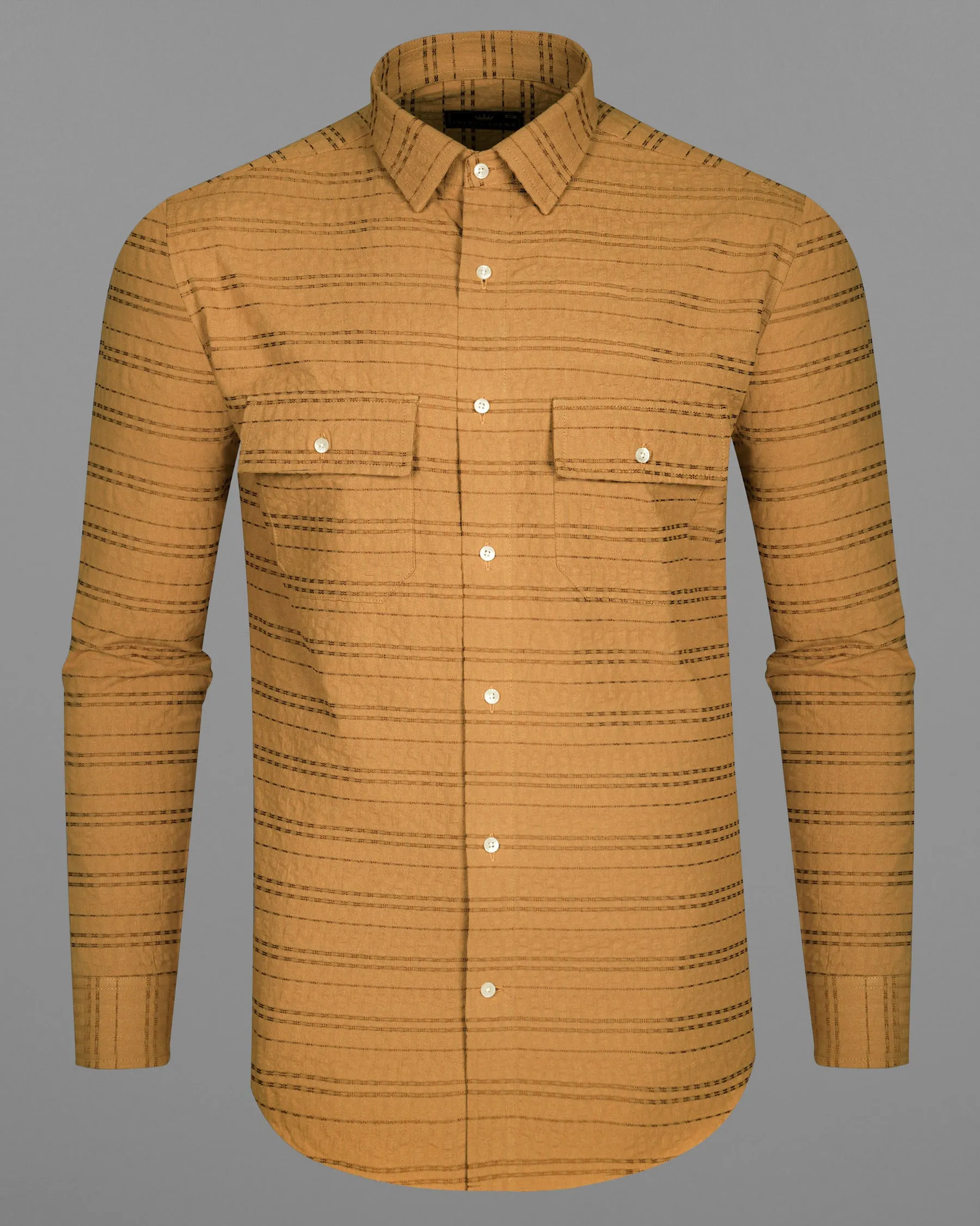 Bourbon Brown Seersucker Giza Cotton Overshirt/Shacket sold by French Crown product image thumbnail 5