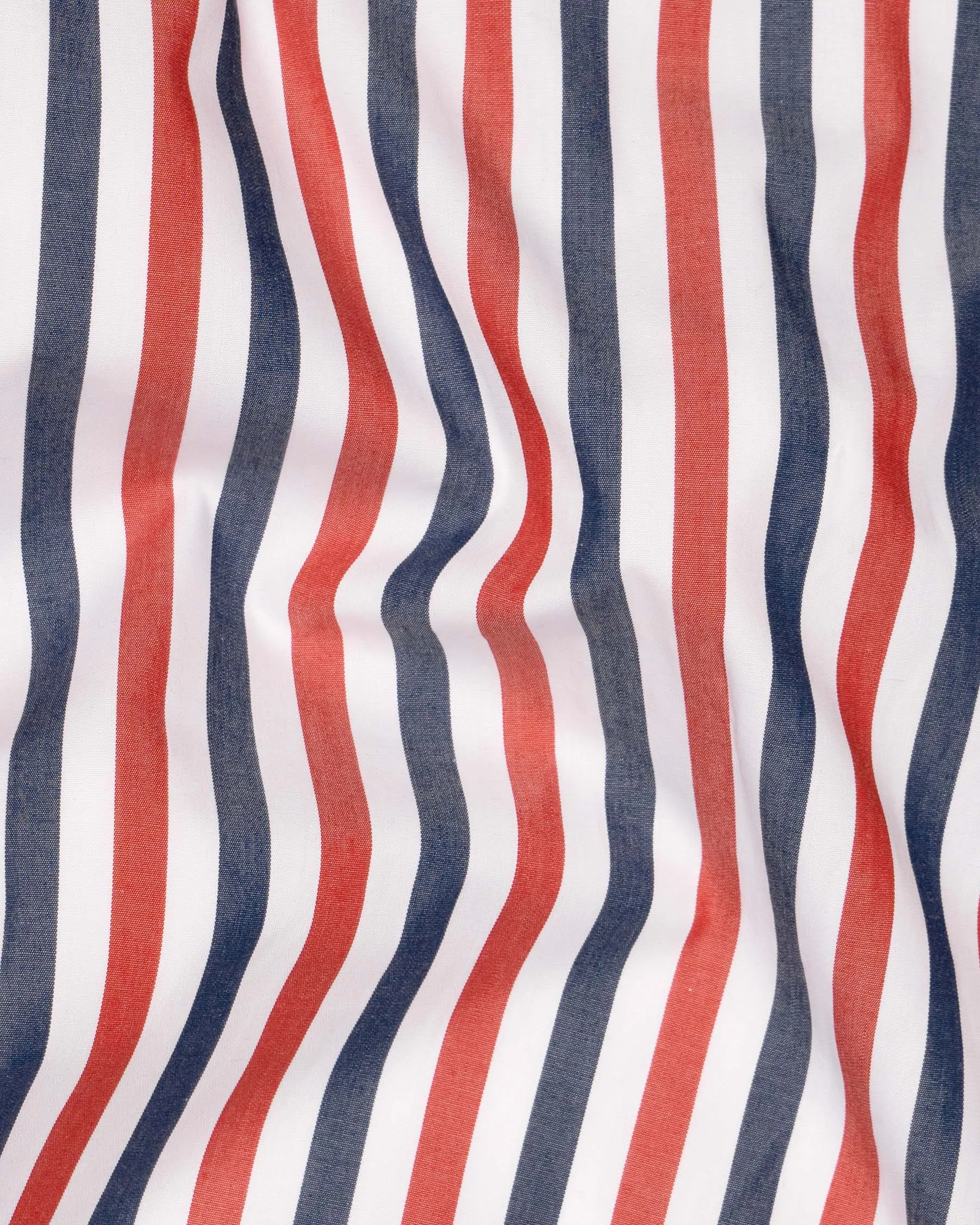 Bright White with Red and Blue Striped Premium Cotton Shirt sold by French Crown product image thumbnail 2