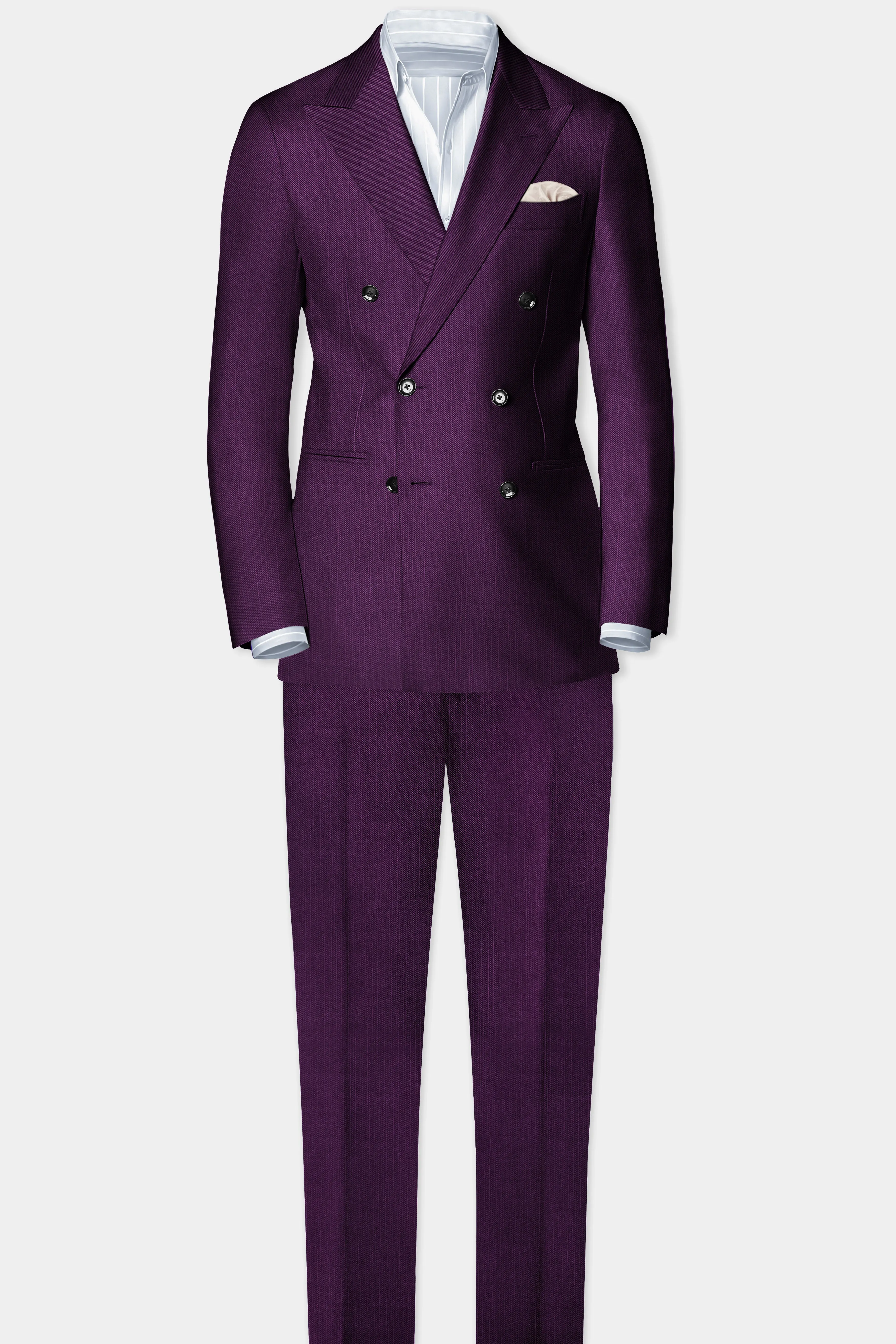 Orchid-Grape Purple Solid Wool Rich Double Breasted Slight Stretch Suit sold by French Crown product image thumbnail 4