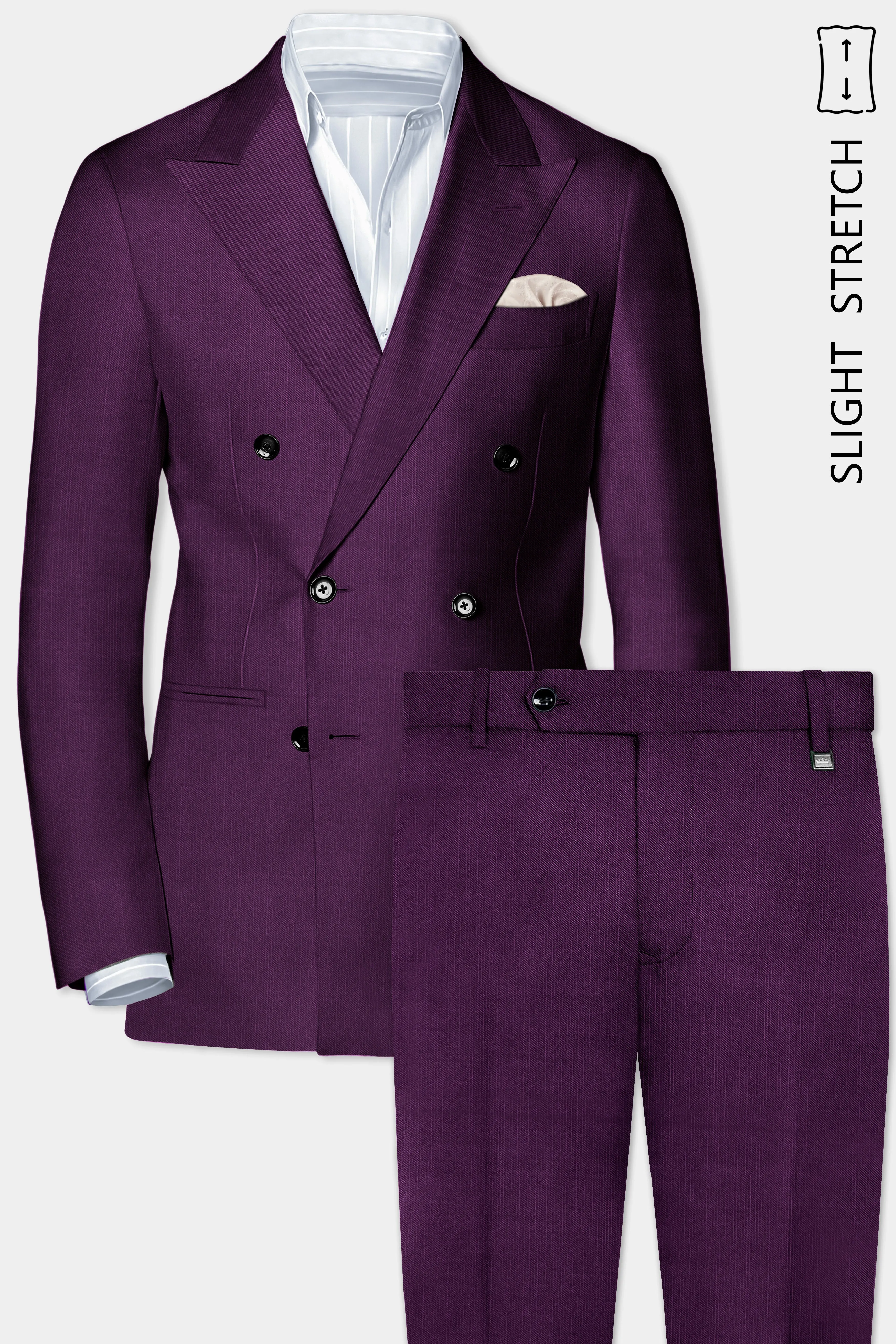 Orchid-Grape Purple Solid Wool Rich Double Breasted Slight Stretch Suit sold by French Crown product image thumbnail 2