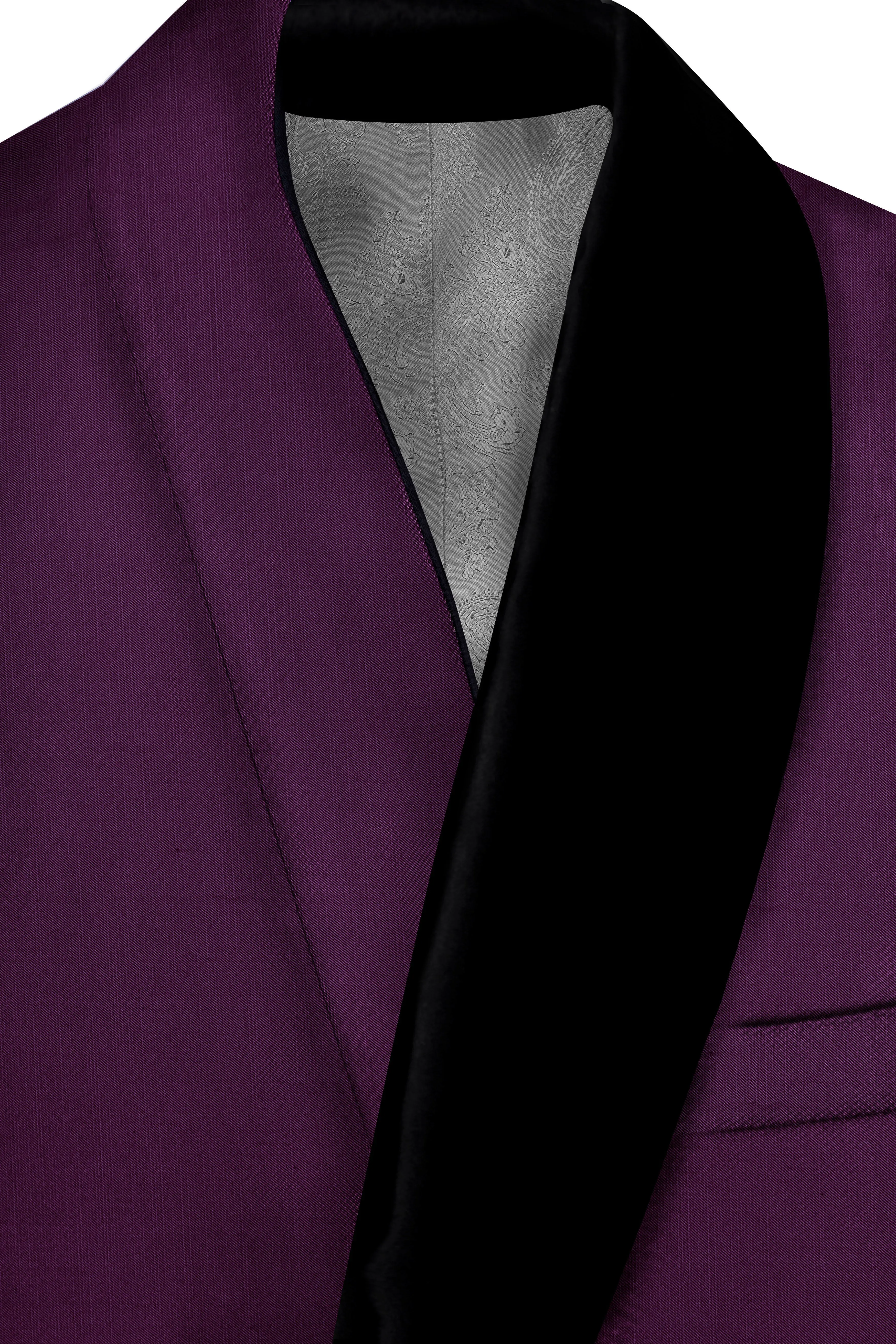 Orchid-Grape Purple Wool Rich Tuxedo Slight Stretch Blazer sold by French Crown product image thumbnail 4