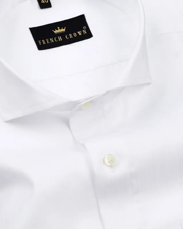 Bright White Dobby Striped Premium Giza Cotton shirt sold by French Crown