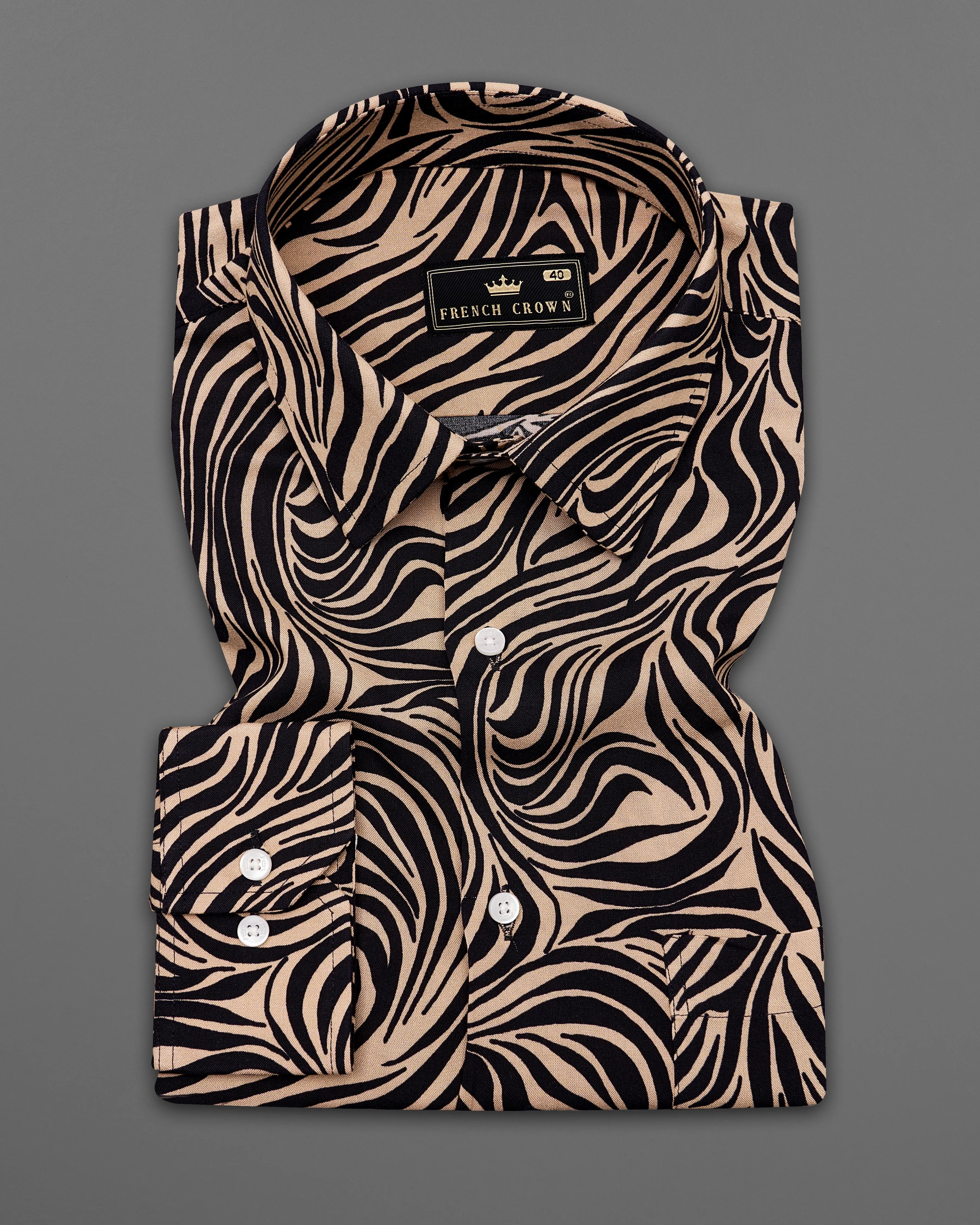 Mandys Brown with Black Zebra Stripes Premium Tencel Shirt sold by French Crown product image thumbnail 3