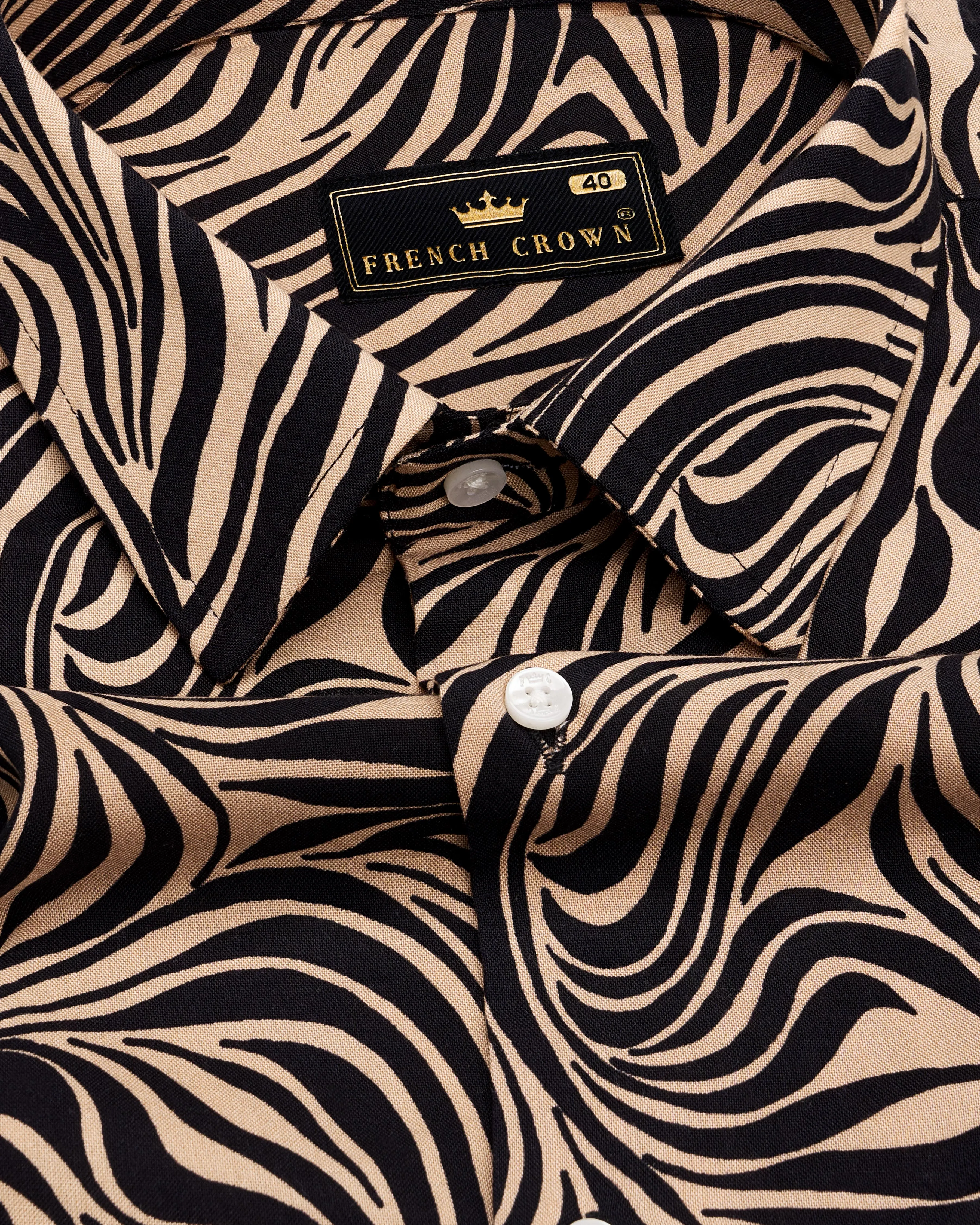 Mandys Brown with Black Zebra Stripes Premium Tencel Shirt sold by French Crown