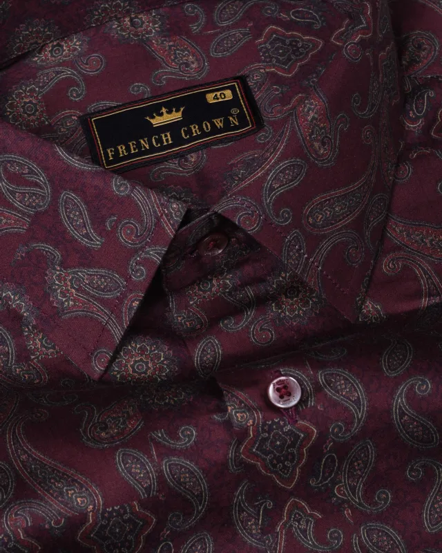 Tawny Port Paisleys Printed Super soft Premium Cotton Shirt sold by French Crown