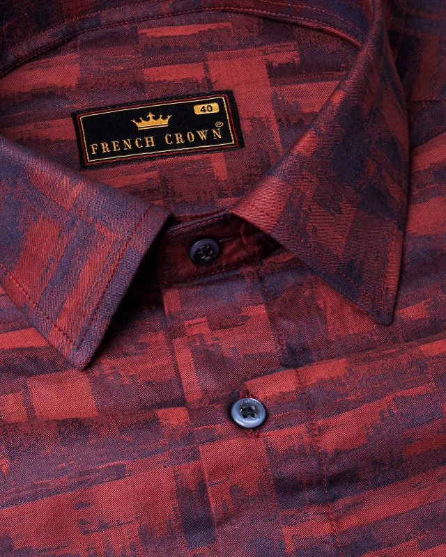 Paprika and Matterhorn Two-Toned Jacquard Textured Premium Giza Cotton Shirt sold by French Crown