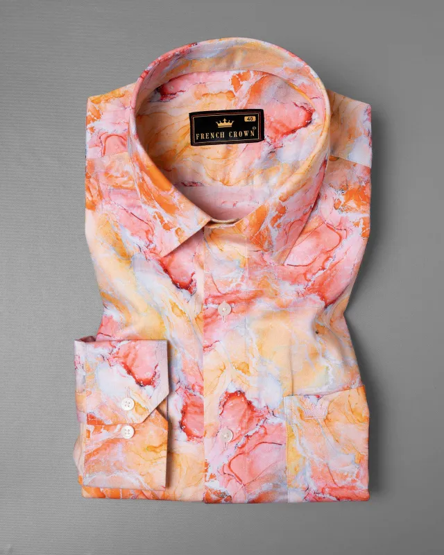 Multicolour Marble Print Premium Satin Designer Shirt sold by French Crown