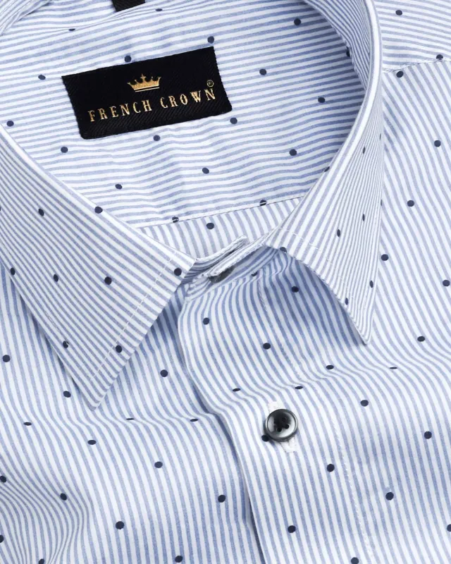 Sky Striped and Dots Premium Cotton Shirt sold by French Crown