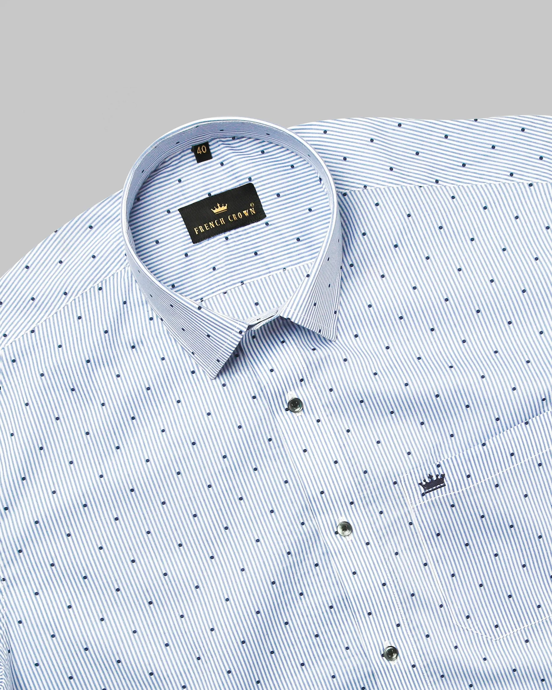 Sky Striped and Dots Premium Cotton Shirt sold by French Crown product image thumbnail 5