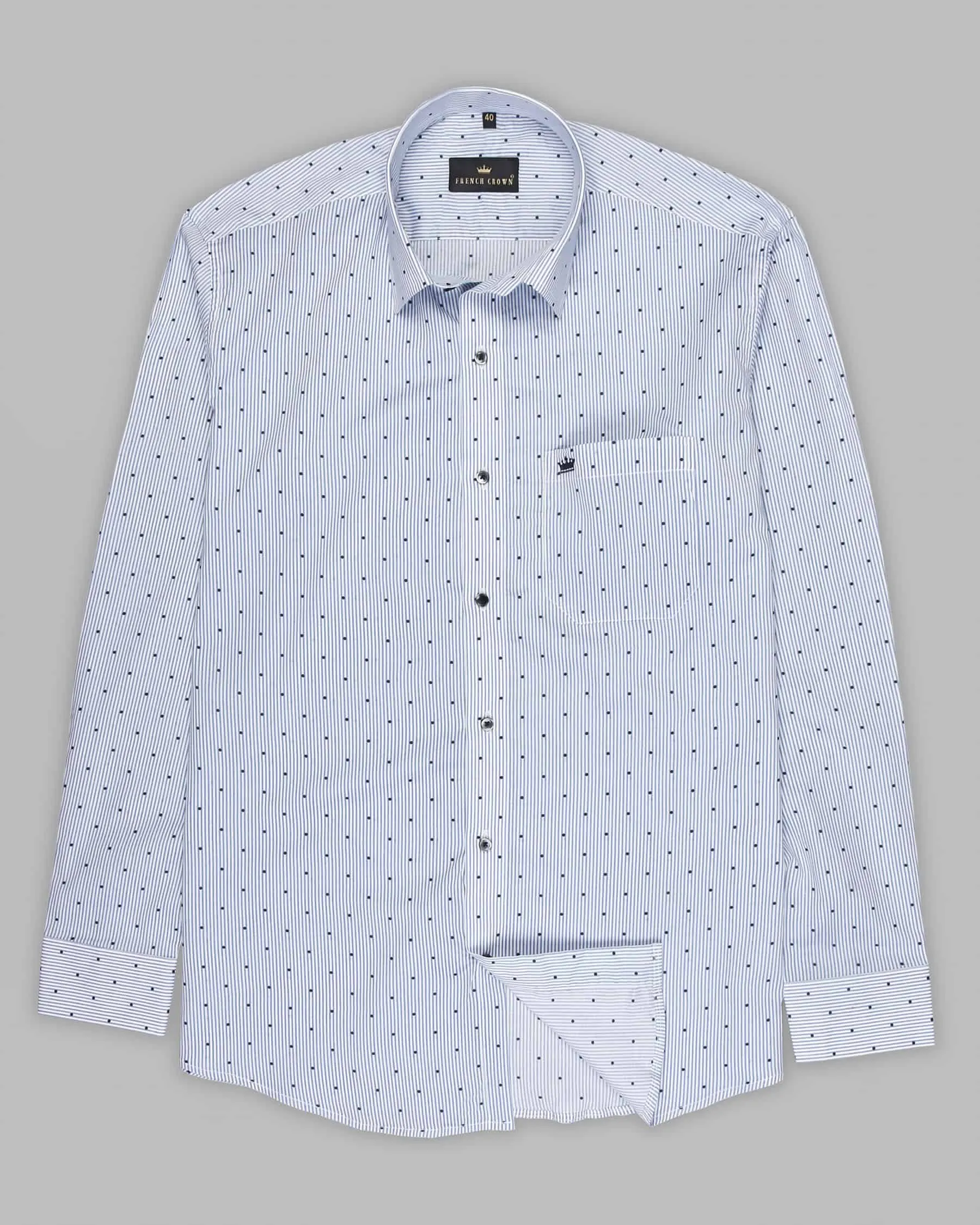Sky Striped and Dots Premium Cotton Shirt sold by French Crown product image thumbnail 4