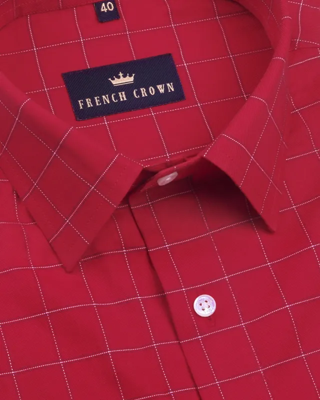 Bright Red windowpane Premium Cotton SHIRT sold by French Crown