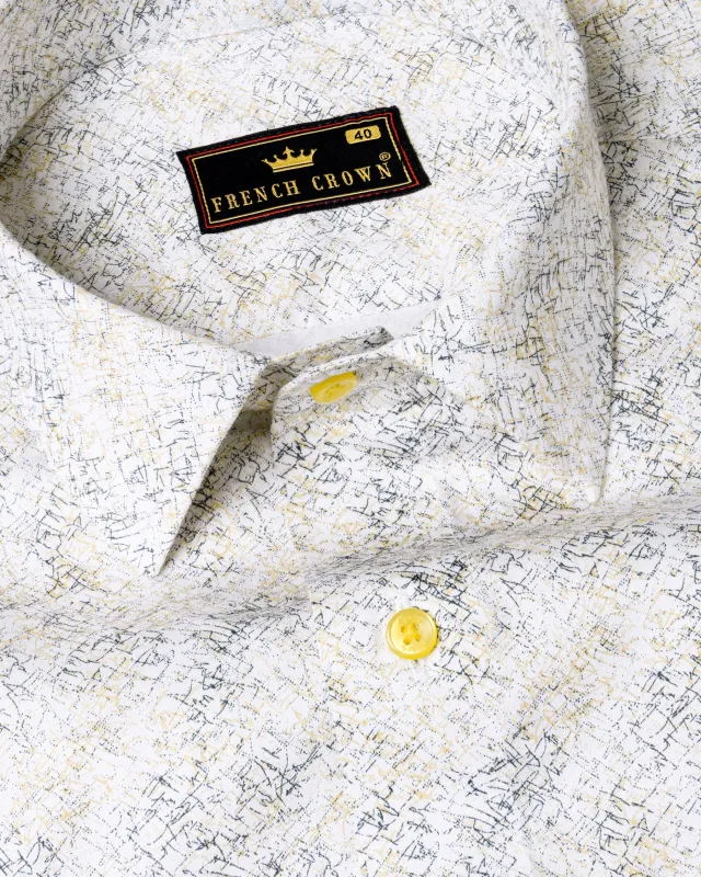 Bright White Printed Super Soft Premium Cotton Shirt sold by French Crown