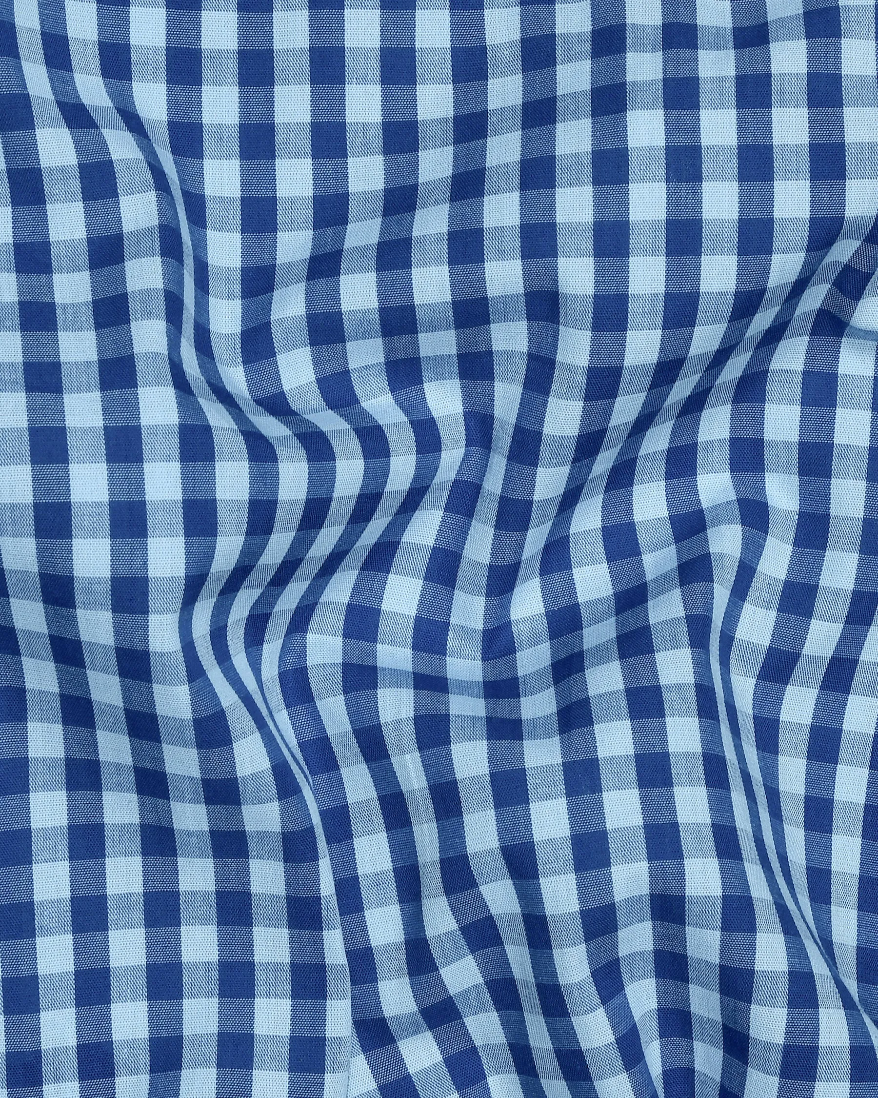 Columbia Blue and Catalina Blue Gingham Premium Cotton Shirt sold by French Crown product image thumbnail 2