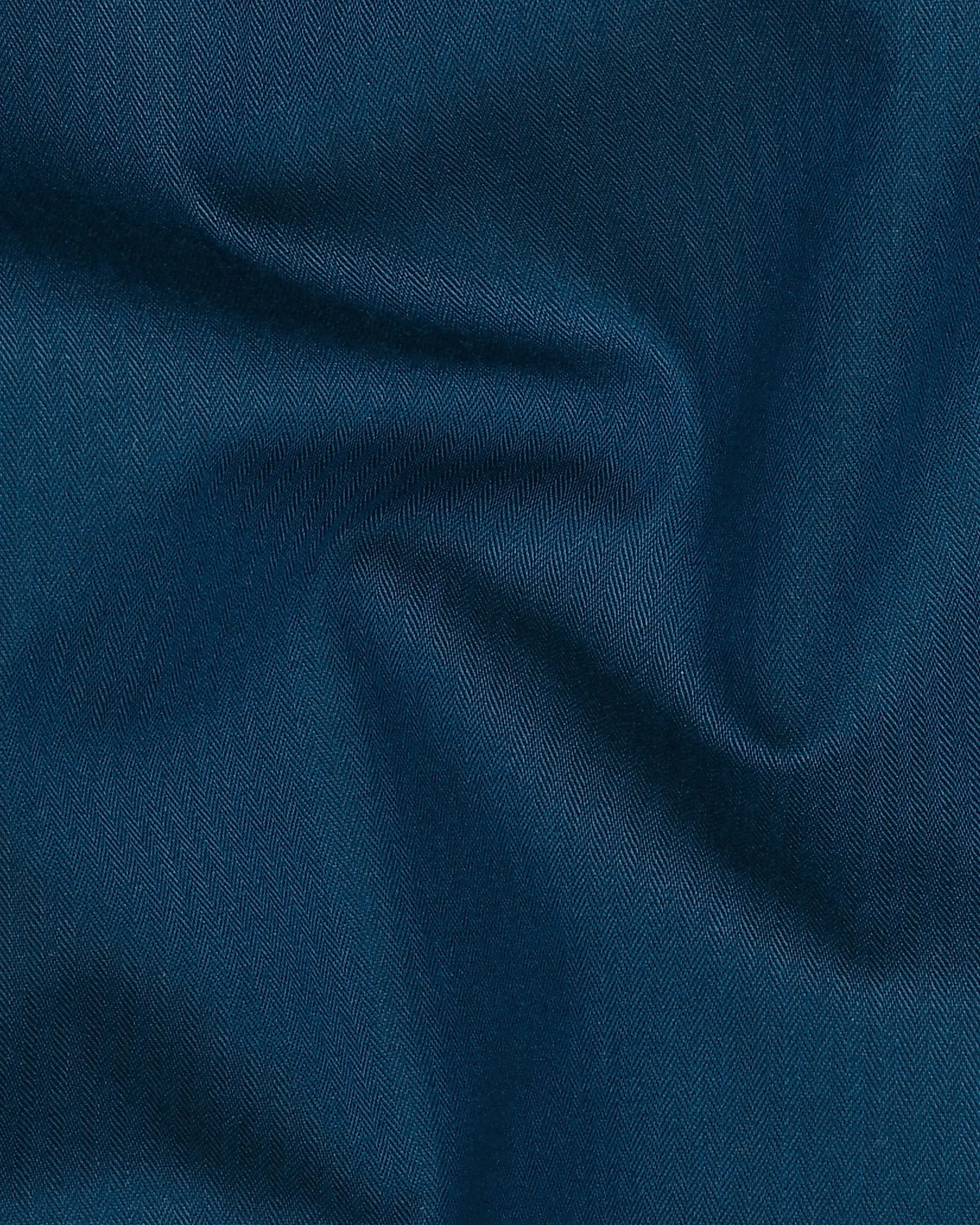 Astronaut Blue Herringbone Premium Cotton Shirt sold by French Crown product image thumbnail 2