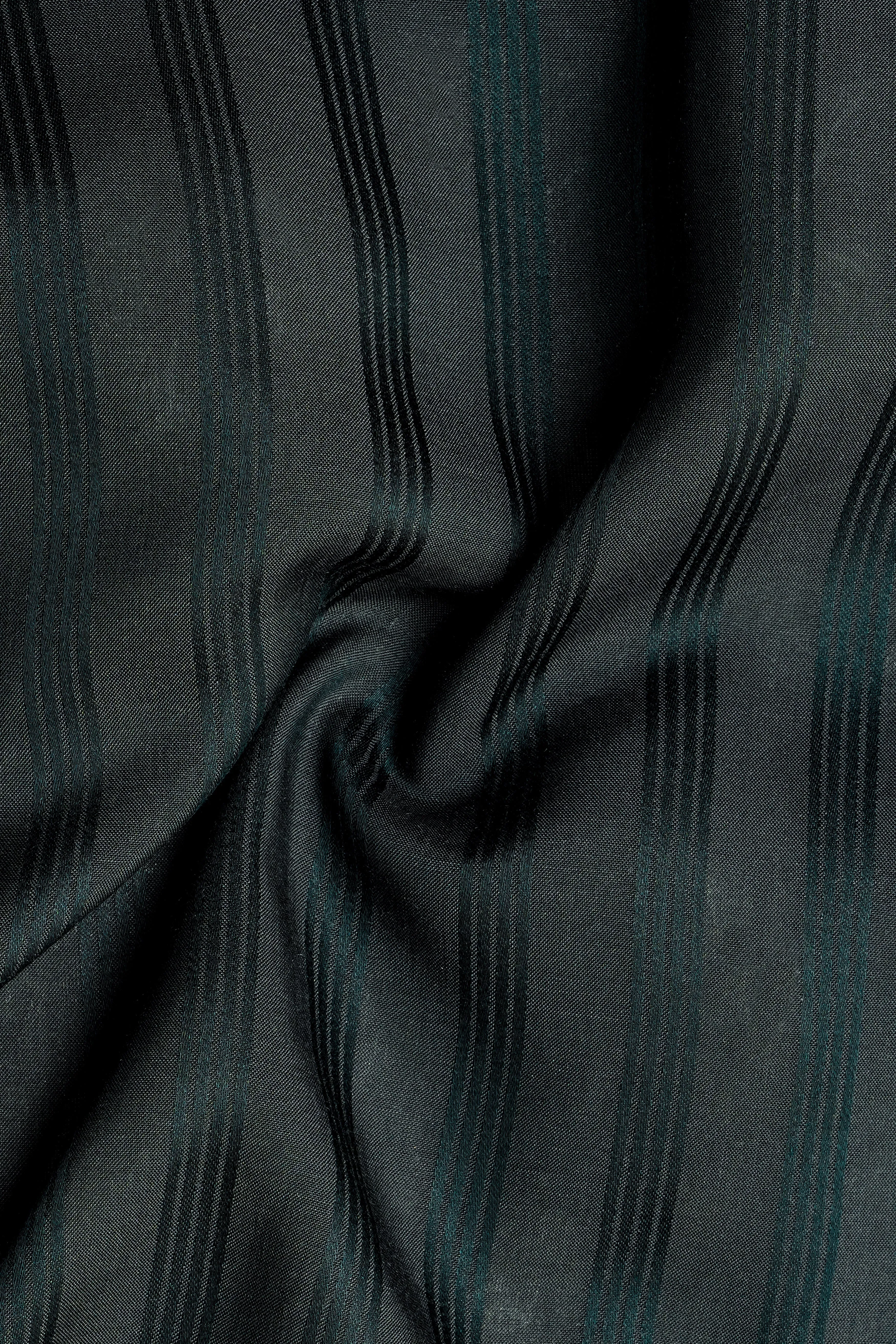 Verdant-Timber Green Classic Striped Jacquard Premium Cotton Dress Shirt sold by French Crown product image thumbnail 2