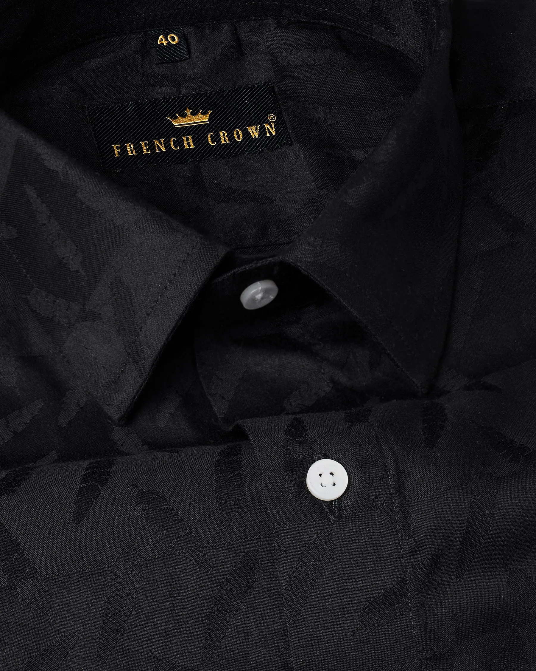 Jade Black Jacquard Textured Premium Giza Cotton Shirt sold by French Crown