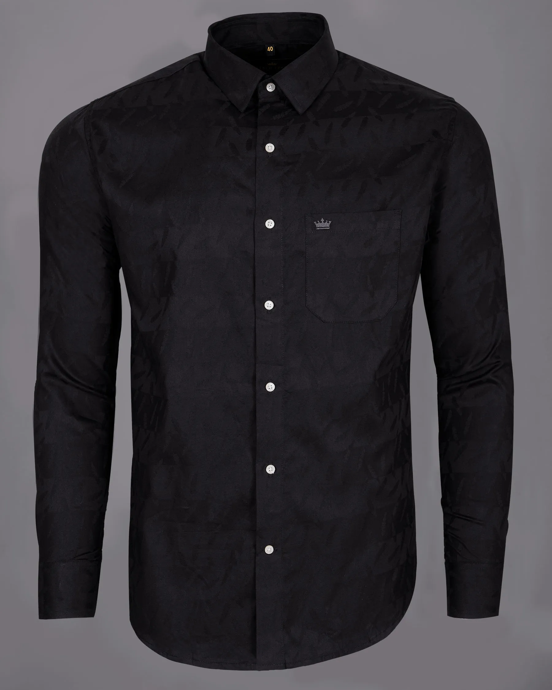Jade Black Jacquard Textured Premium Giza Cotton Shirt sold by French Crown product image thumbnail 5