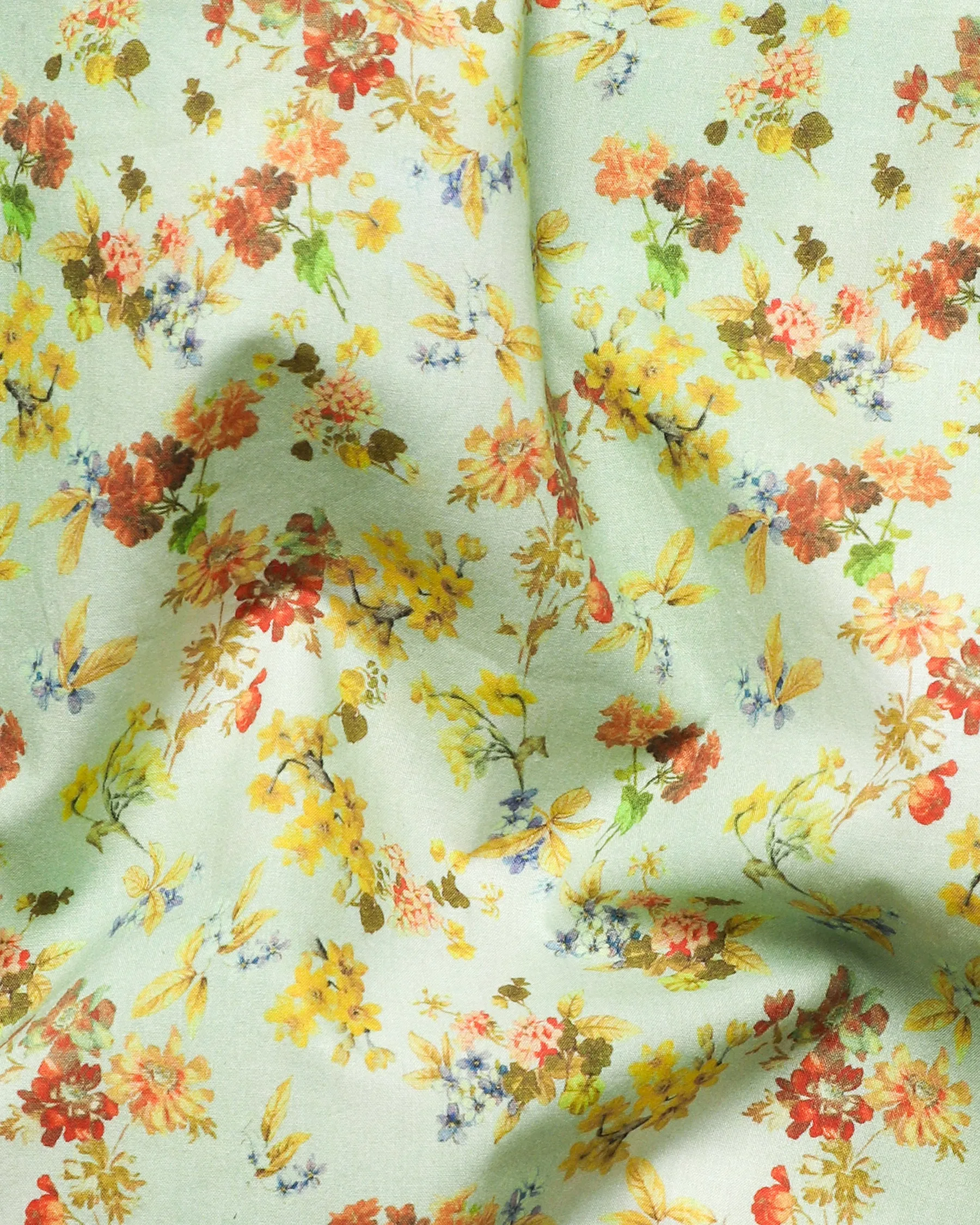 Mint Colourful Flowers Printed Premium Cotton Shirt sold by French Crown product image thumbnail 2