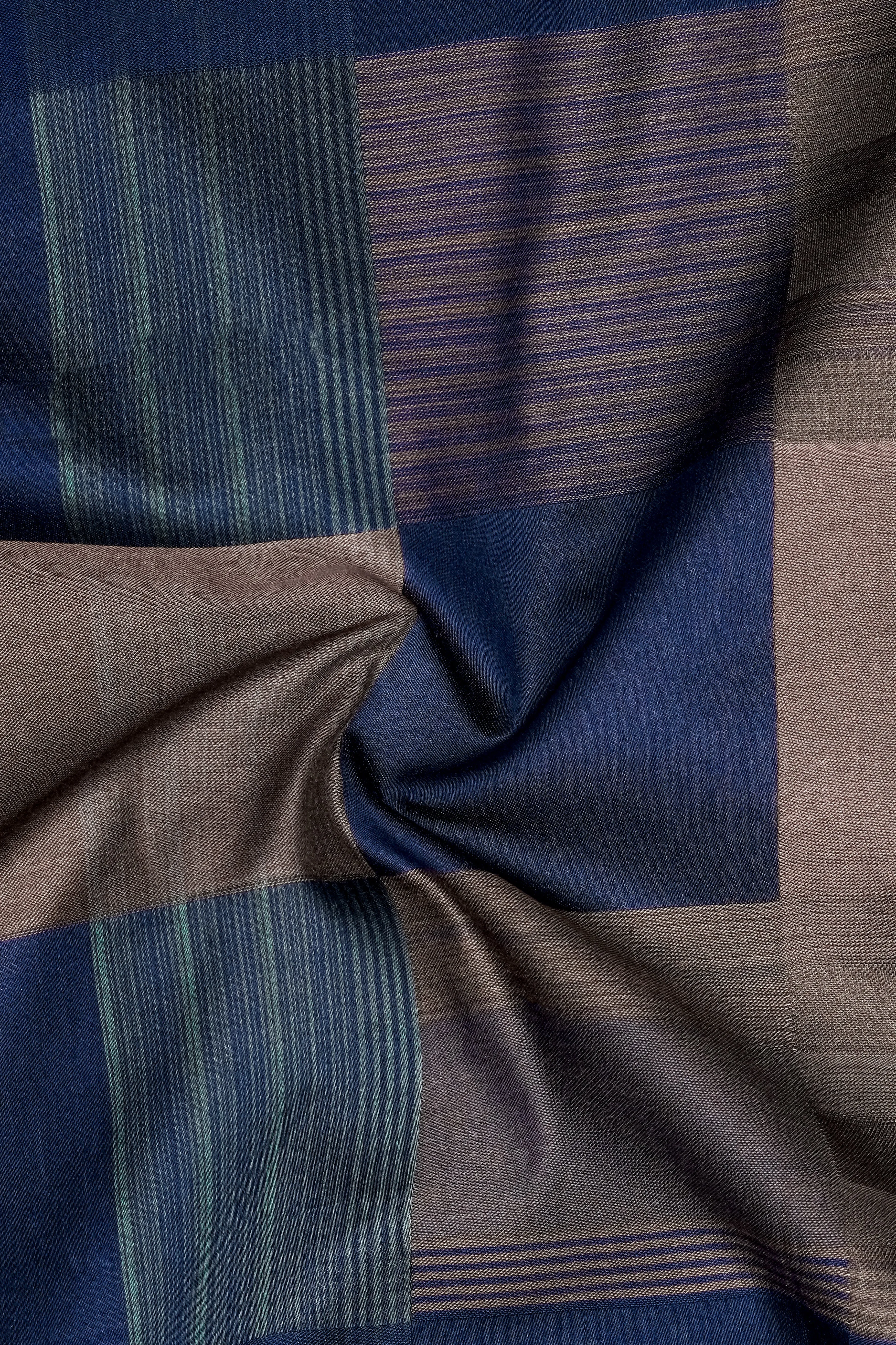 Emerald Sky- Blue And William Green Plaid Jacquard Textured Premium Cotton Dress Shirt sold by French Crown product image thumbnail 2