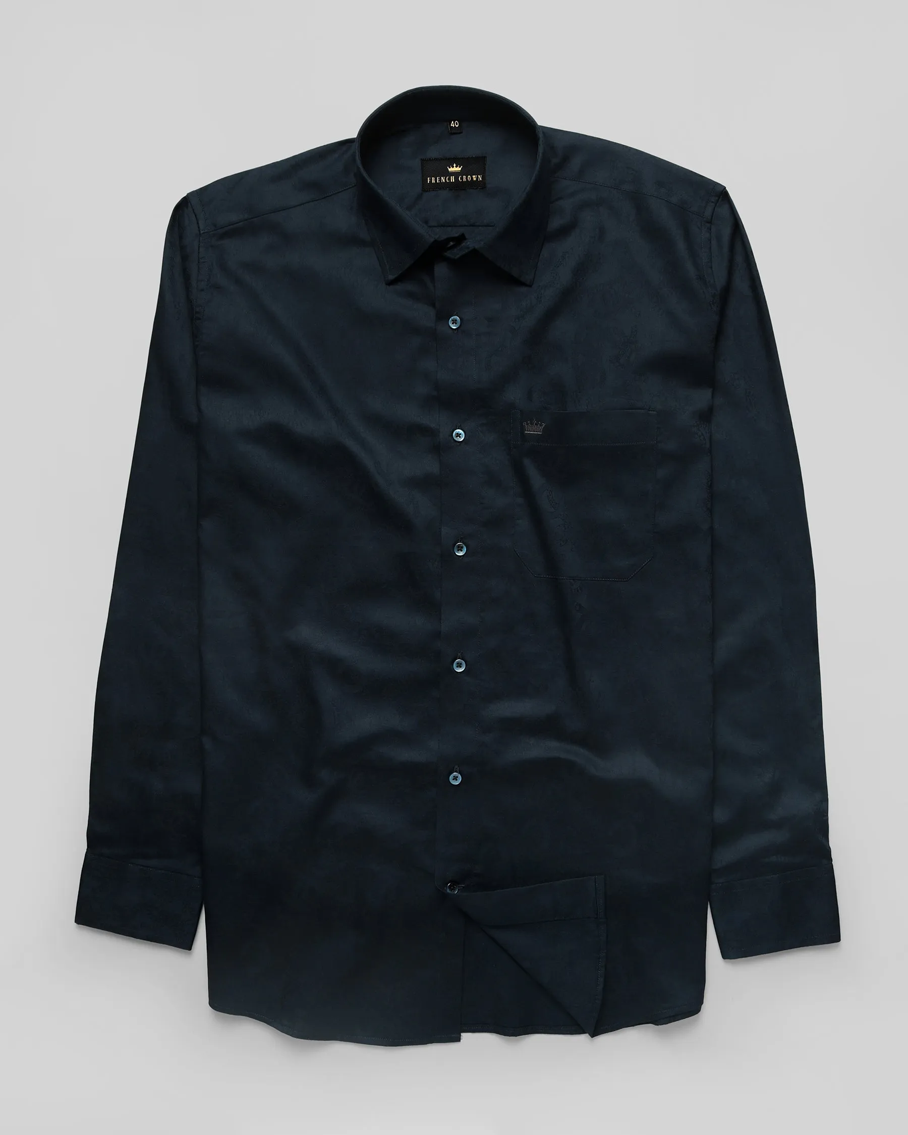 Blue Alphabet C Jacquard Patterned Giza Cotton shirt sold by French Crown product image thumbnail 5