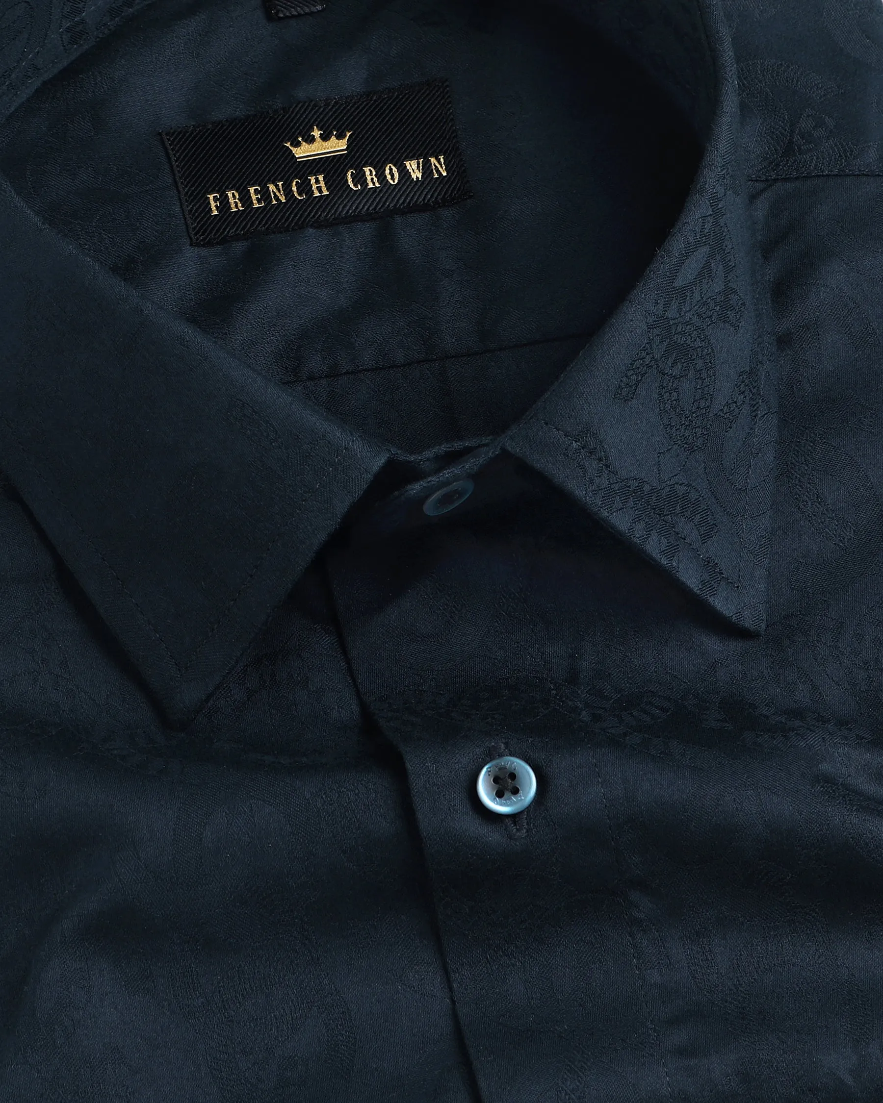 Blue Alphabet C Jacquard Patterned Giza Cotton shirt sold by French Crown