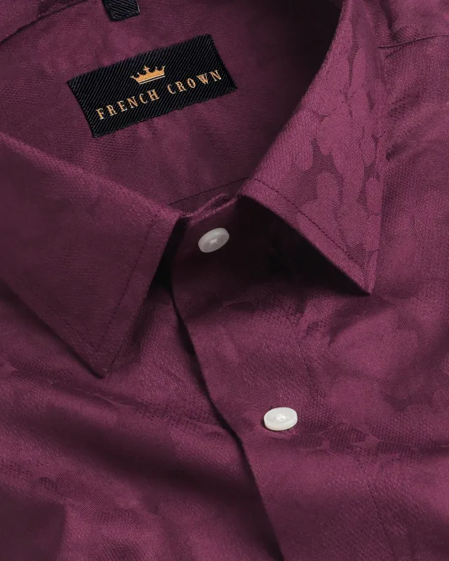 Wine Jacquard Textured Silky Giza Cotton Evening SHIRT sold by French Crown