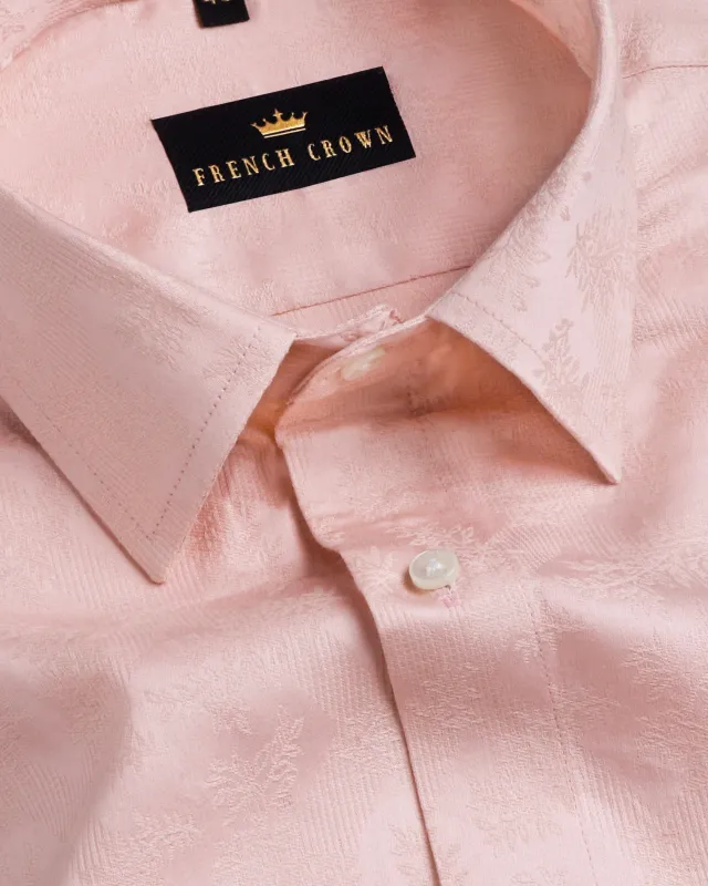 Peach jacquard Textured Giza Cotton shirt sold by French Crown