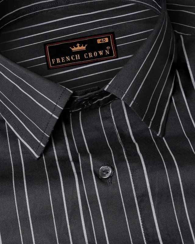 Jade Black Striped Super Soft Premium Cotton Shirt sold by French Crown