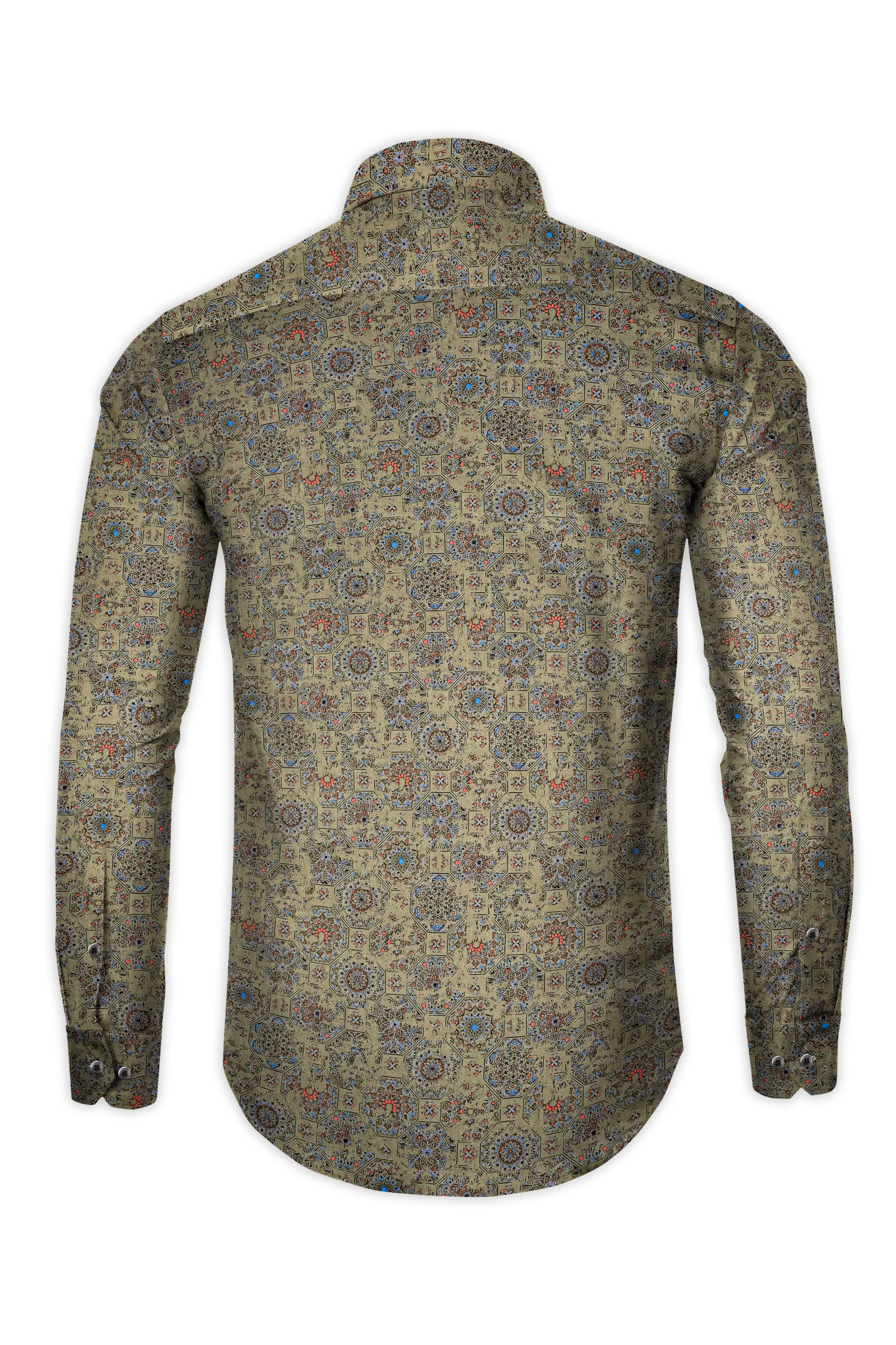 Brownish Green Printed Super Soft Premium Cotton Shirt sold by French Crown product image thumbnail 5