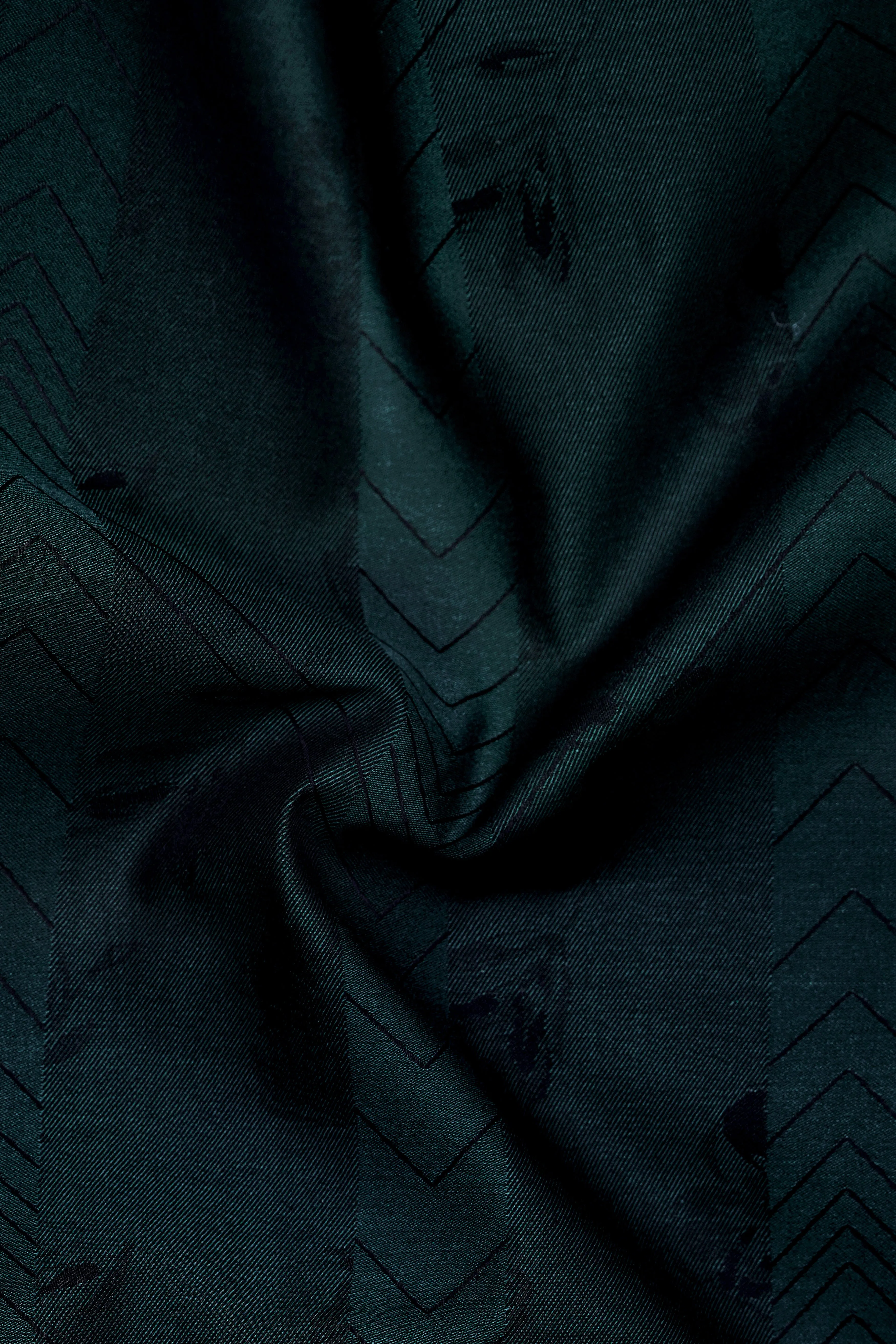 Greenish Cyan Jacquard Textured Premium Cotton Shirt sold by French Crown product image thumbnail 3