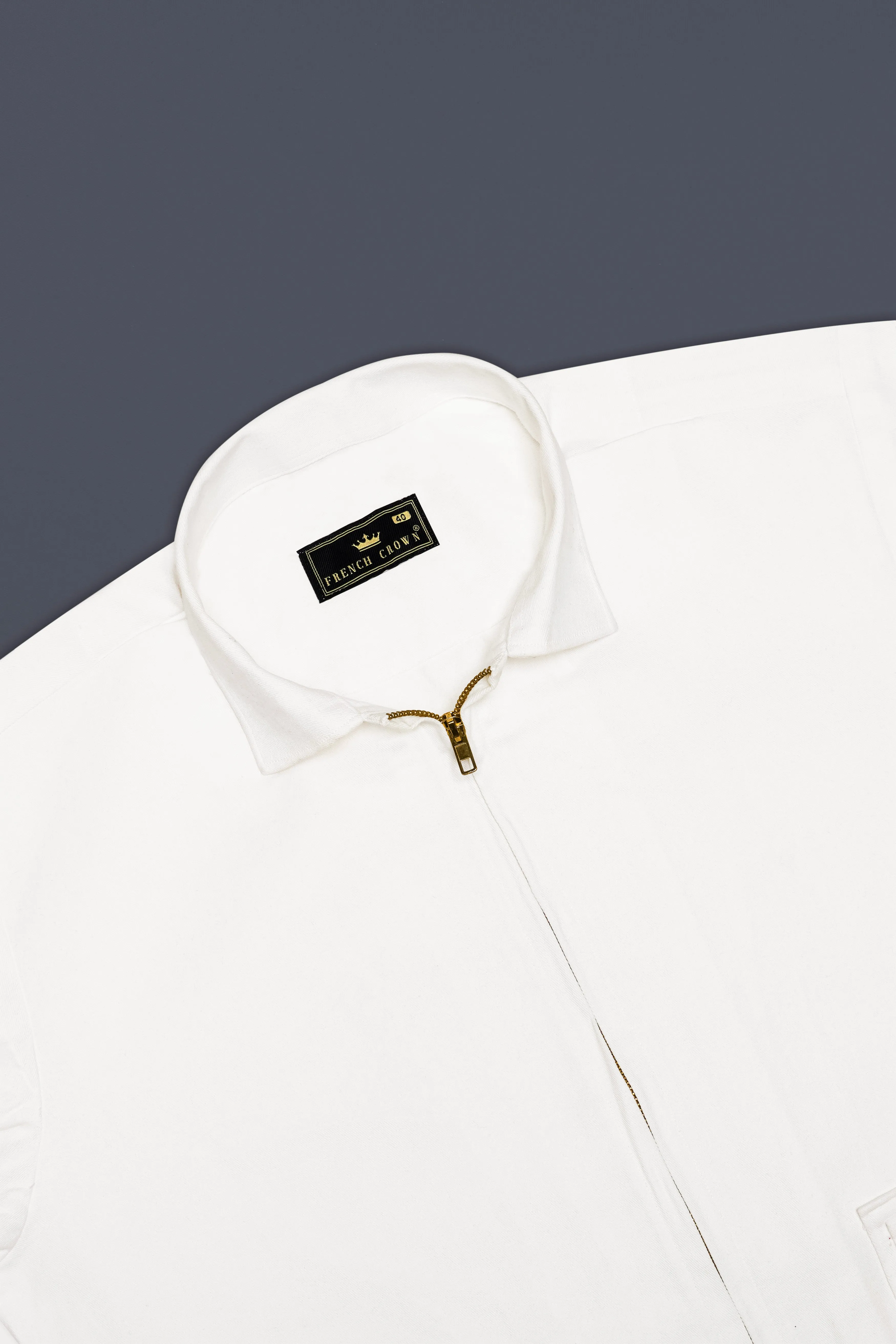 Glacier-Bright White Solid Heavyweight Twill Designer Jacket sold by French Crown product image thumbnail 3